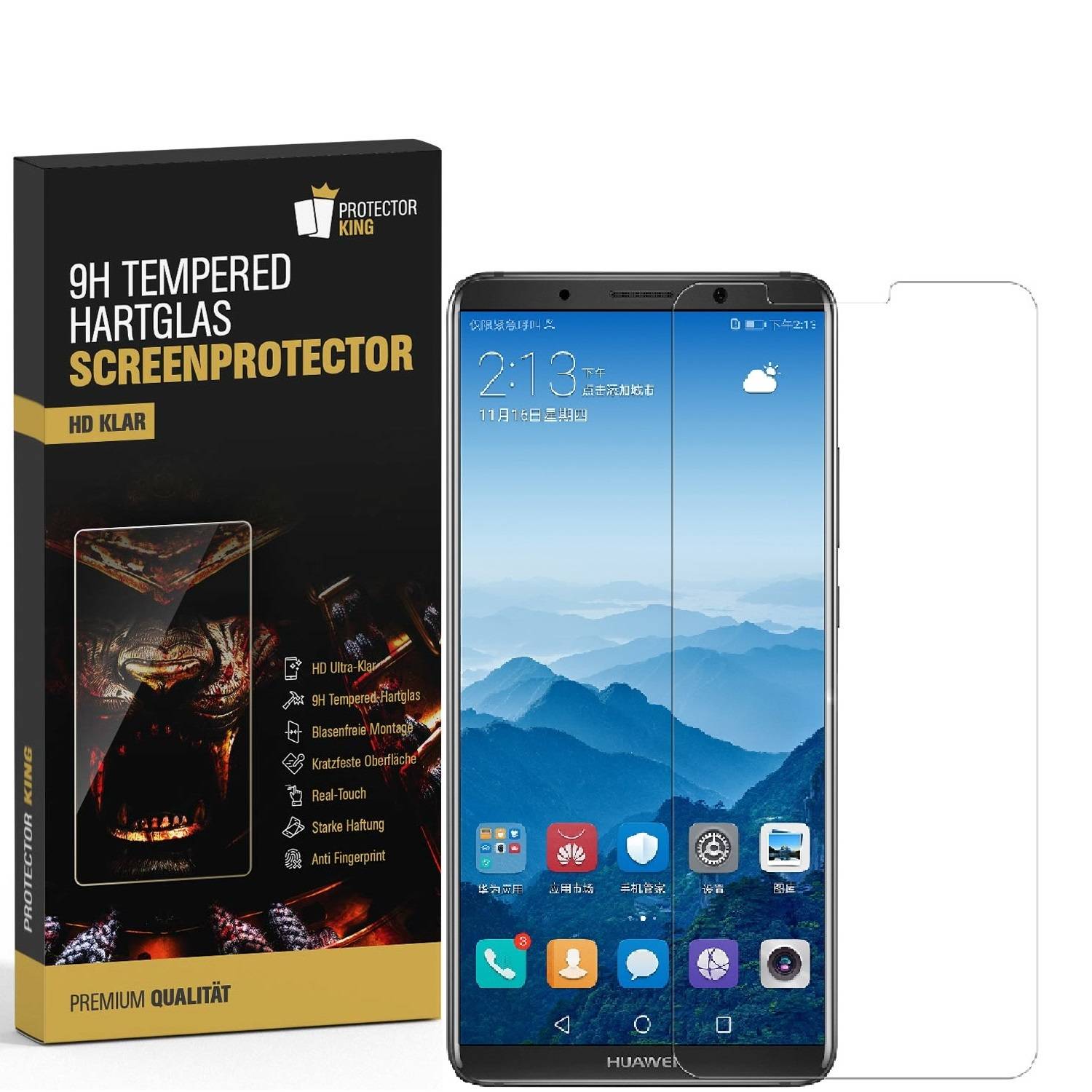 2x 9H Hartglasfolie für Huawei Mate 10 Pro Panzerfolie Displayschutzfolie KLAR Panzerglas Schutzfolie