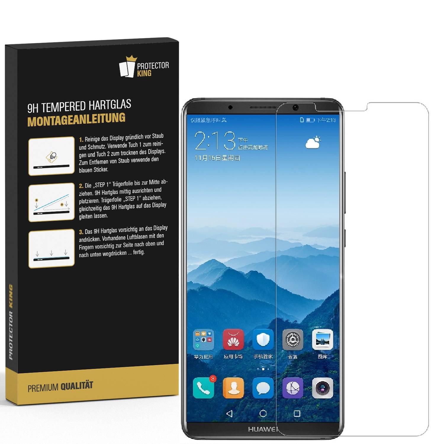3x 9H Hartglasfolie für Huawei Mate 10 Pro Panzerfolie Displayschutzfolie KLAR Panzerglas Schutzfolie