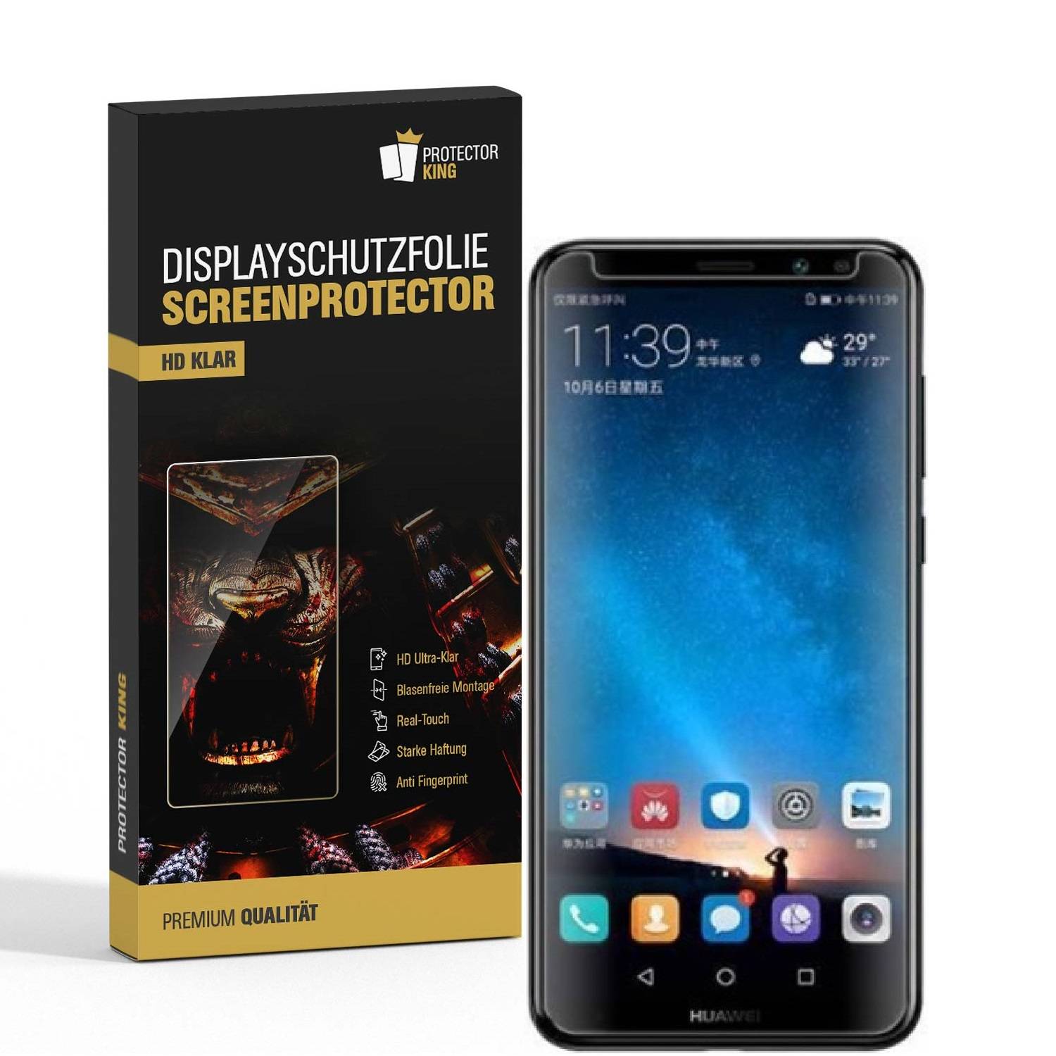 3x Displayschutzfolie für Huawei Mate 10 Lite Displayfolie Schutzfolie HD KLAR