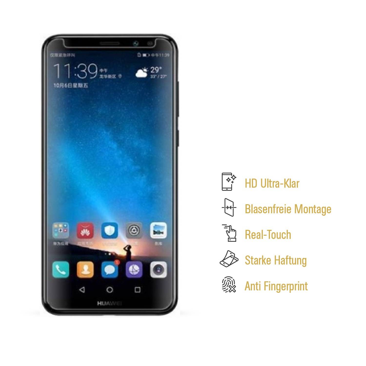 3x Displayschutzfolie für Huawei Mate 10 Lite Displayfolie Schutzfolie HD KLAR