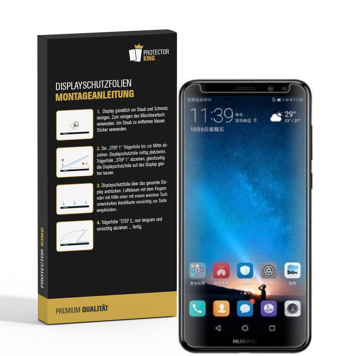 3x Displayschutzfolie für Huawei Mate 10 Lite Displayfolie Schutzfolie HD KLAR