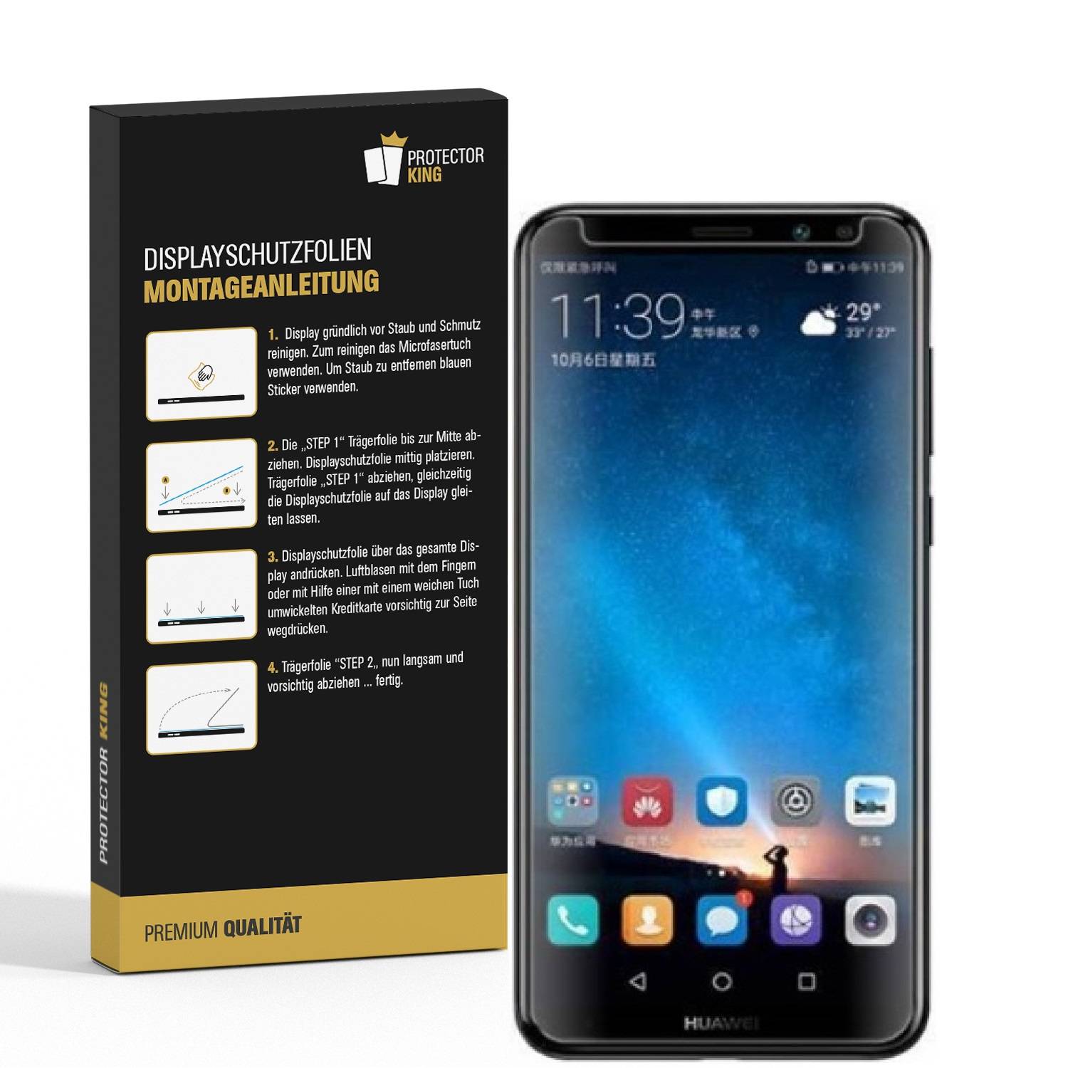 6x Panzerfolie für Huawei Mate 10 Lite ANTI-SCHOCK Displayschutzfolie HD KLAR