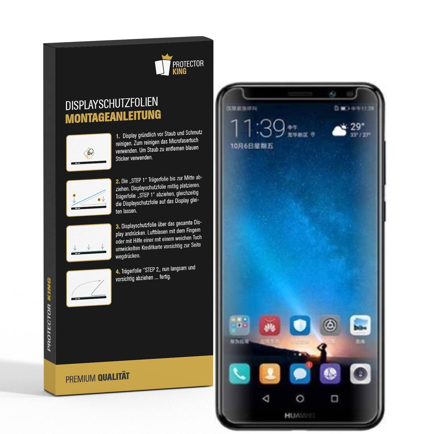 3x Panzerfolie für Huawei Mate 10 Lite ANTI-SCHOCK Displayschutzfolie Folie MATT