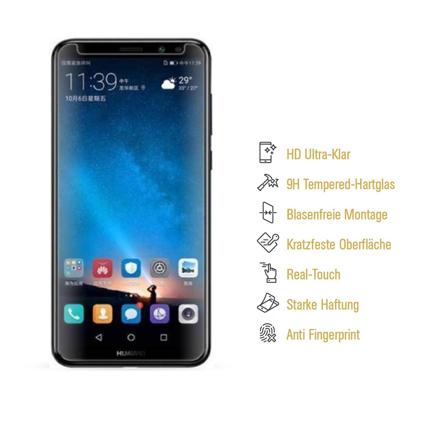 3x 9H Hartglasfolie für Huawei Mate 10 Lite Panzerfolie Displayschutzfolie KLAR Panzerglas Schutzfolie