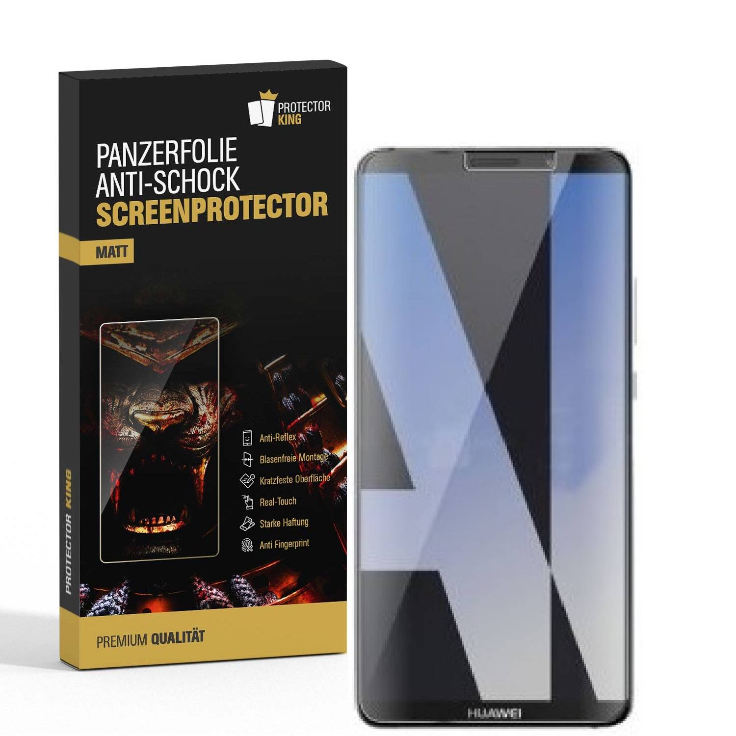 6x Panzerfolie für Huawei Mate 10 ANTI-SCHOCK Displayfolie Schutzfolie MATT
