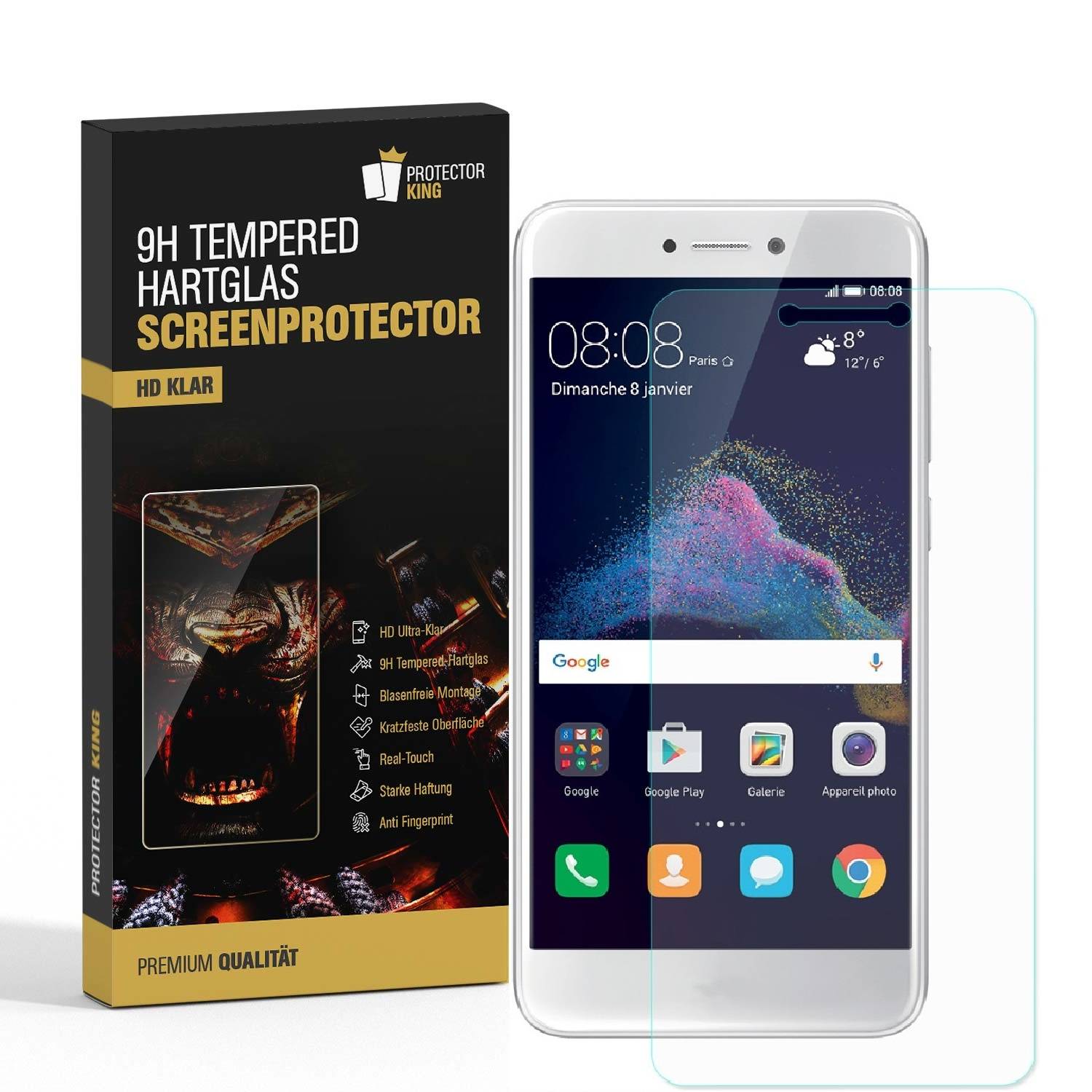 3x 9H Hartglas für Huawei P8 Lite 2017 Displayschutz Panzerfolie Schutzfolie Panzerglas Schutzglas Displayglas Tempered Glasfolie Sicherheitsglas