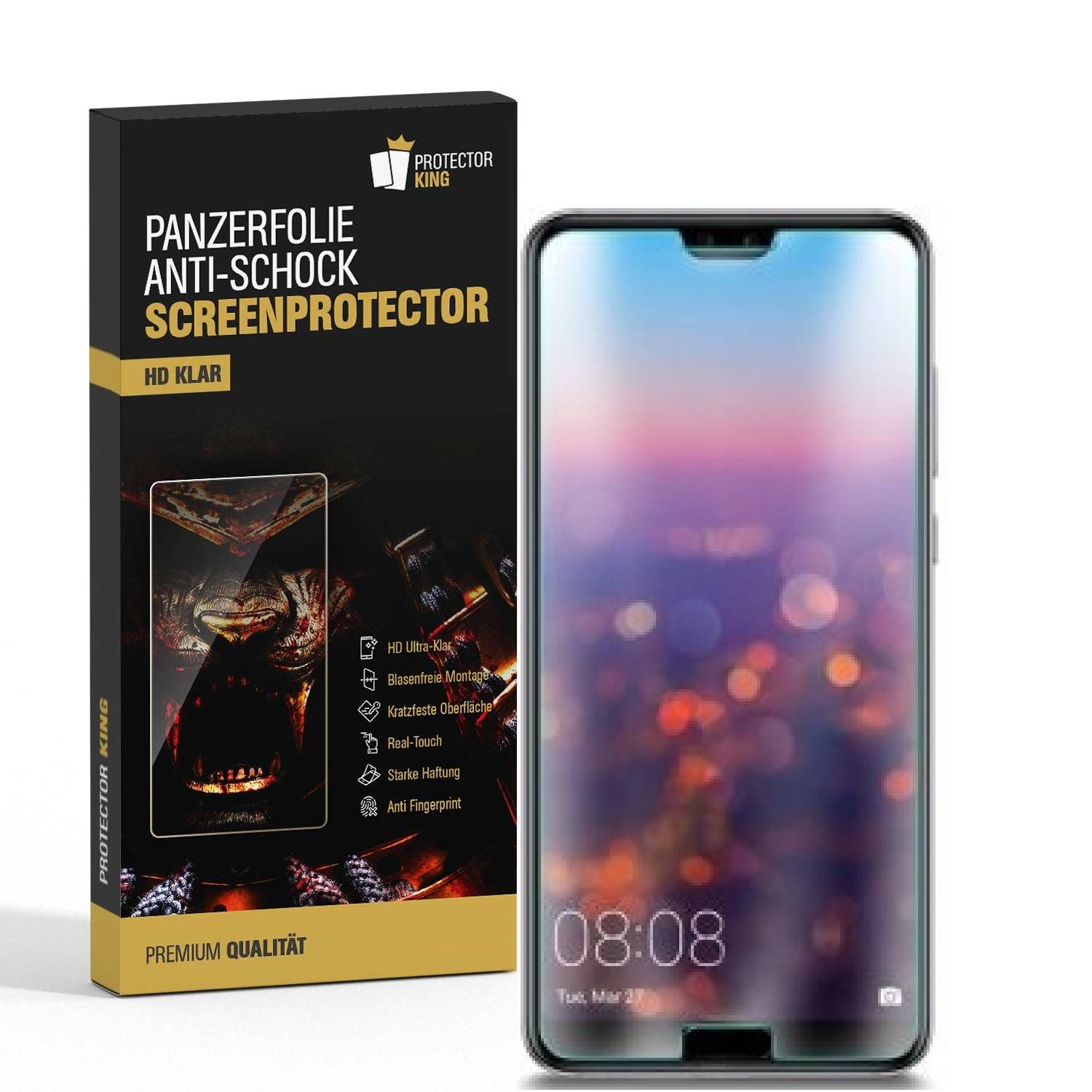 4x Panzerfolie für Huawei P20 ANTI-SCHOCK Displayschutzfolie Displayfolie KLAR