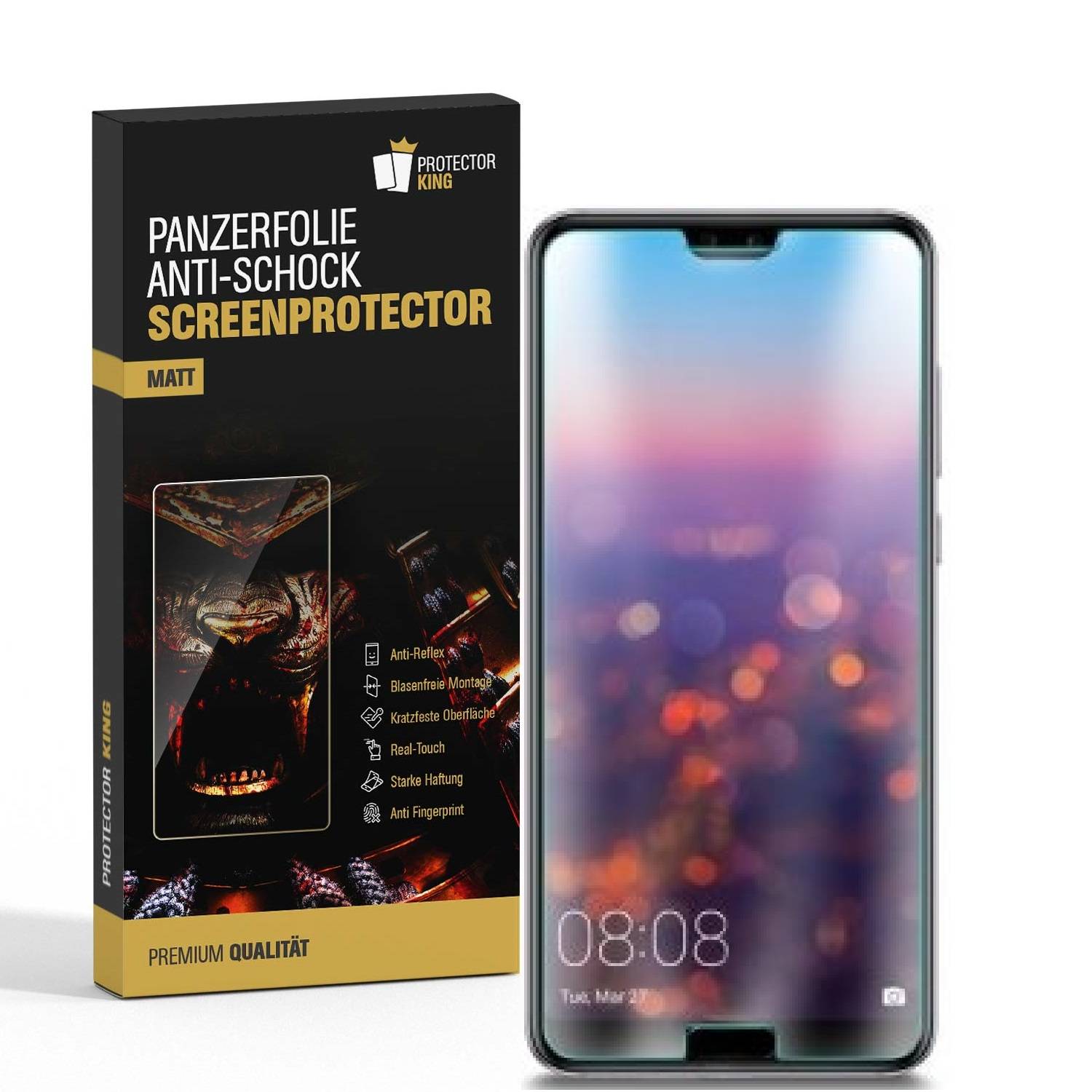 3x Panzerfolie für Huawei P20 ANTI-SCHOCK Displayschutzfolie Displayfolie MATT