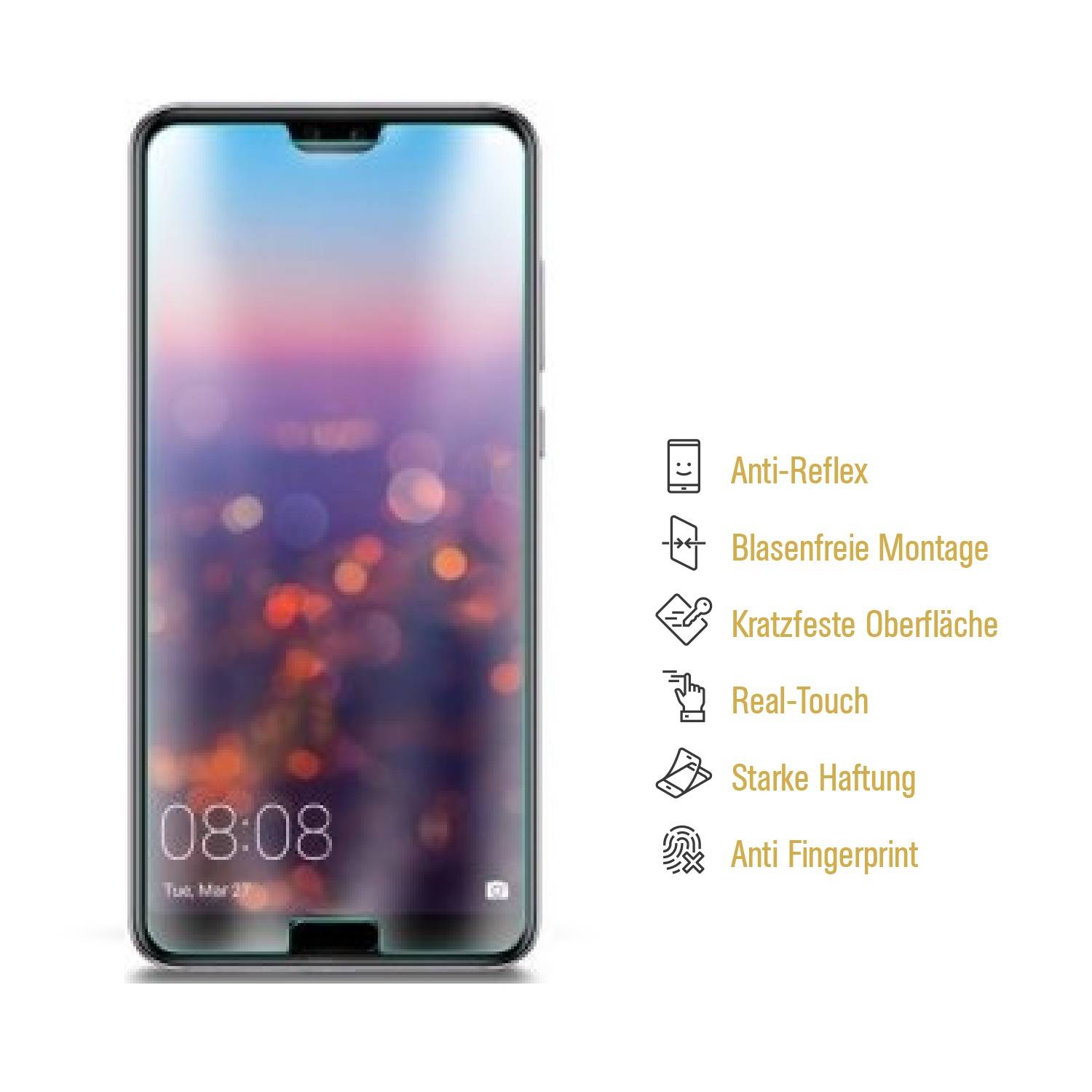 3x Panzerfolie für Huawei P20 ANTI-SCHOCK Displayschutzfolie Displayfolie MATT