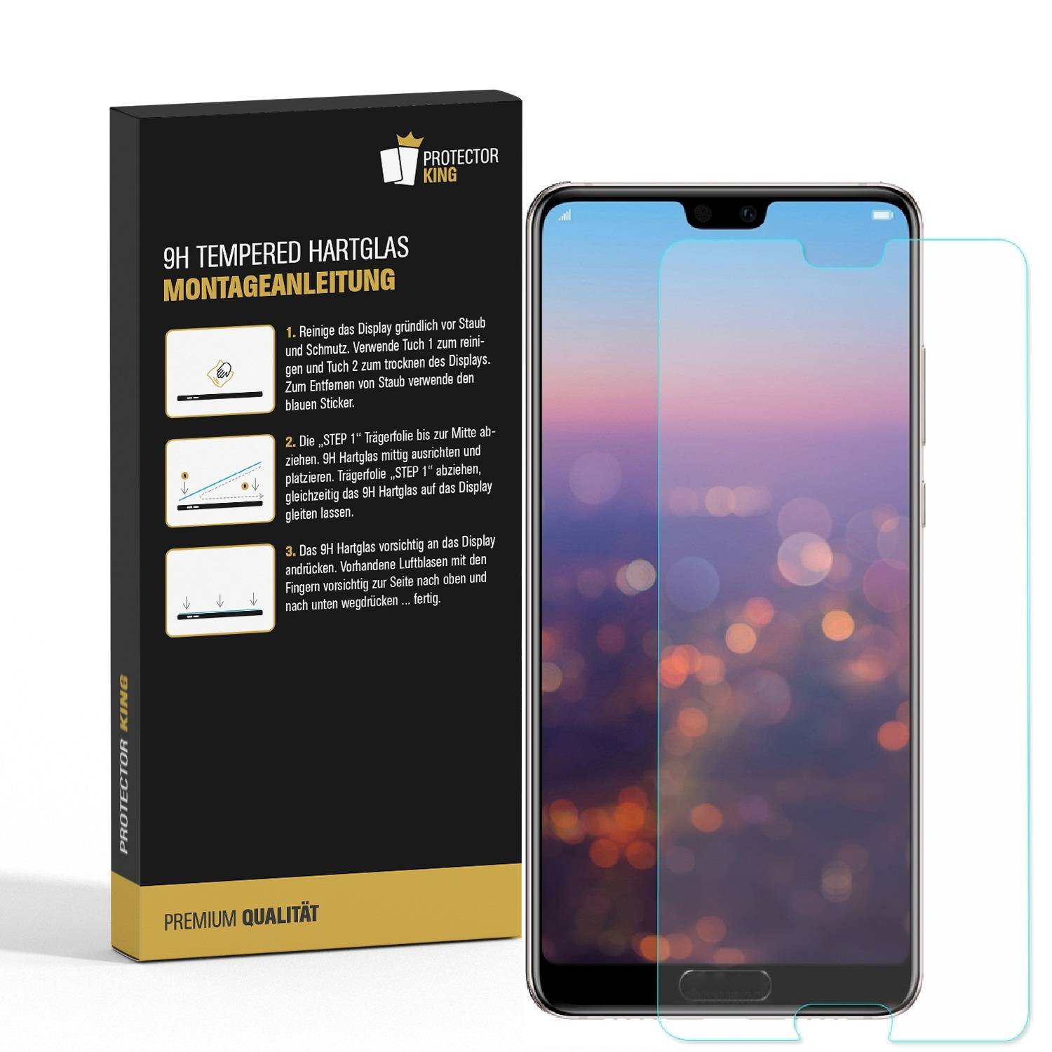 2x 9H Panzerglas für Huawei P20 Displayschutz Schutzglas Hartglas Schutzfolie Panzerfolie KLAR Tempered echtes Displayglas Glasfolie Displayfolie