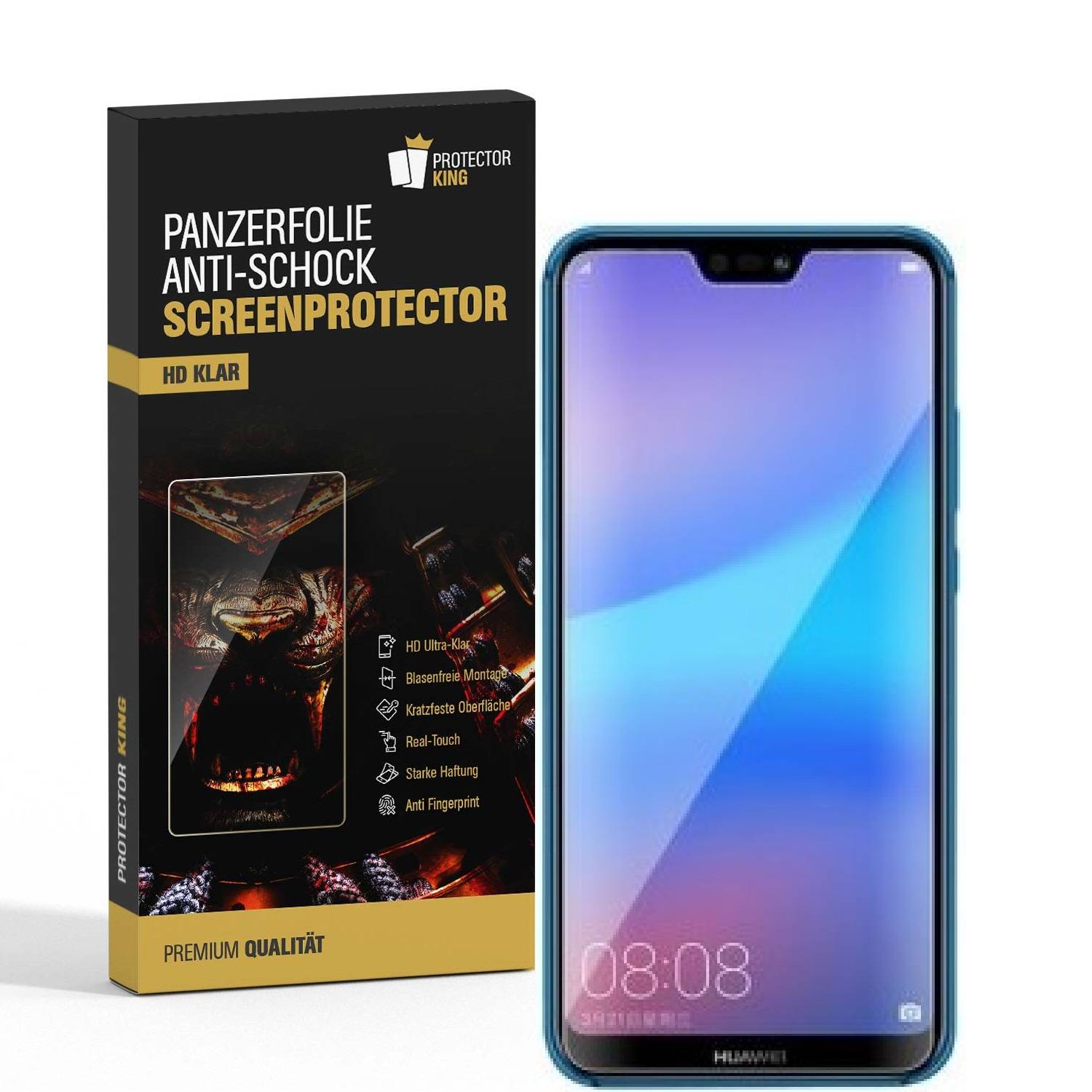 2x Panzerfolie für Huawei P20 Lite ANTI-SCHOCK Displayschutzfolie HD ULTRA KLAR