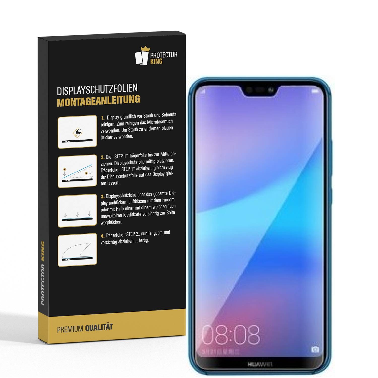 3x Panzerfolie für Huawei P20 Lite ANTI-SCHOCK Displayschutzfolie HD ULTRA KLAR