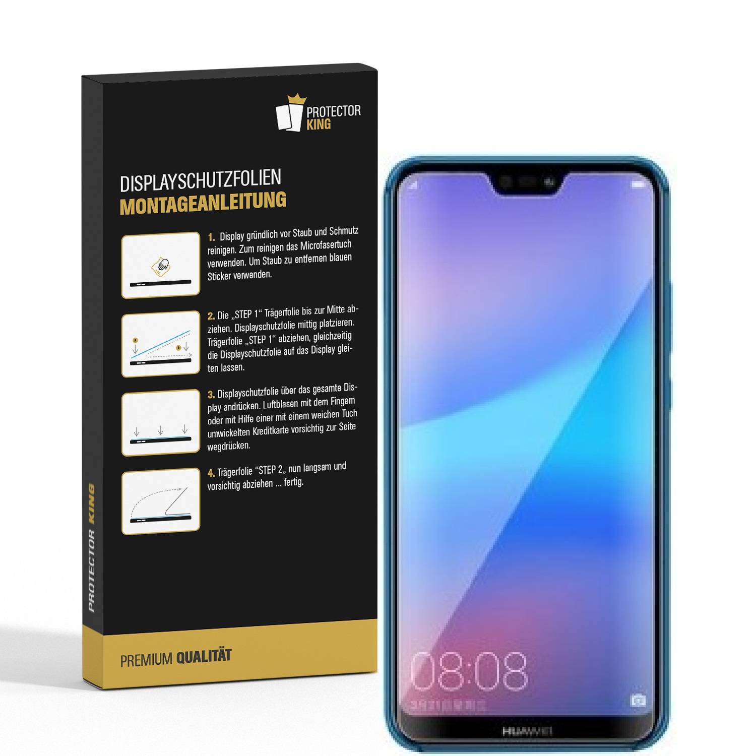3x Panzerfolie für Huawei P20 Lite ANTI-SCHOCK Displayfolie Schutzfolie MATT
