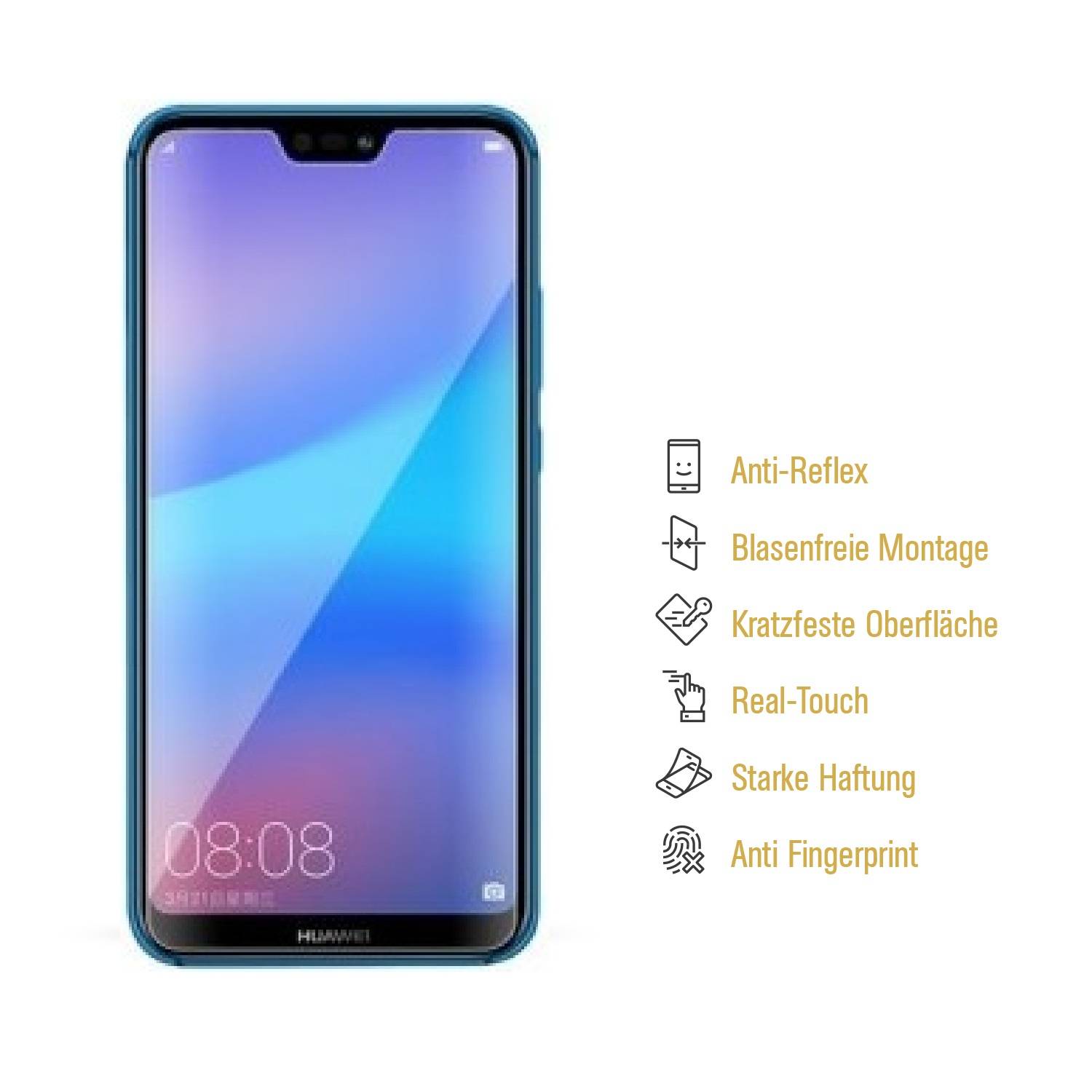 6x Panzerfolie für Huawei P20 Lite ANTI-SCHOCK Displayfolie Schutzfolie MATT