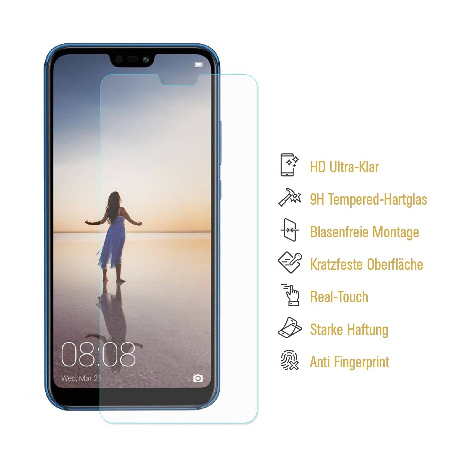 3x 9H Panzerglas für Huawei P20 Lite Displayschutz Schutzglas Panzerfolie Schutzfolie Hartglas Displayglas Tempered Glasfolie Sicherheitsglas