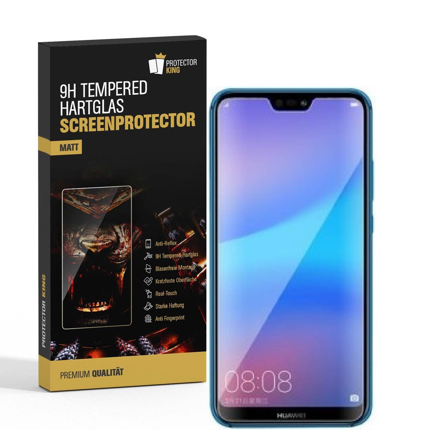 3x 9H Hartglas für Huawei P20 Lite Schutzglas Panzerfolie Displayschutzfolie MATT Panzerglas Schutzfolie