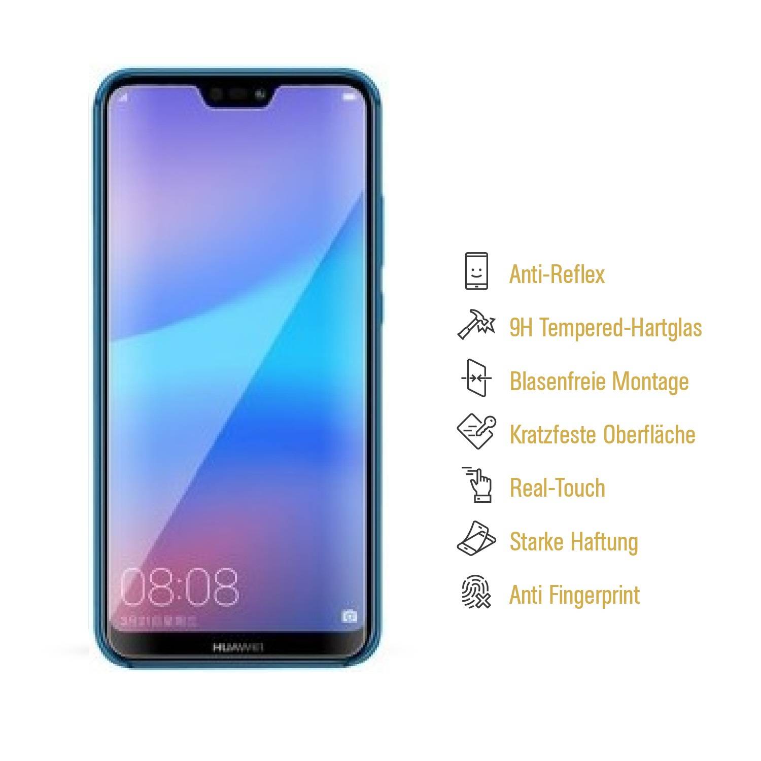 6x 9H Hartglas für Huawei P20 Lite Schutzglas Panzerfolie Displayschutzfolie MATT Panzerglas Schutzfolie