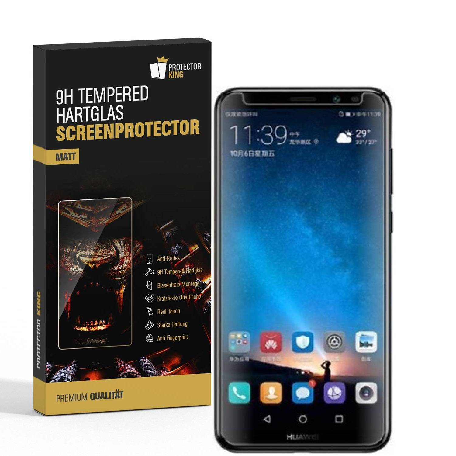 6x 9H Hartglasfolie für Huawei Mate 10 Lite Panzerfolie Displayschutzfolie MATT Panzerglas Schutzfolie