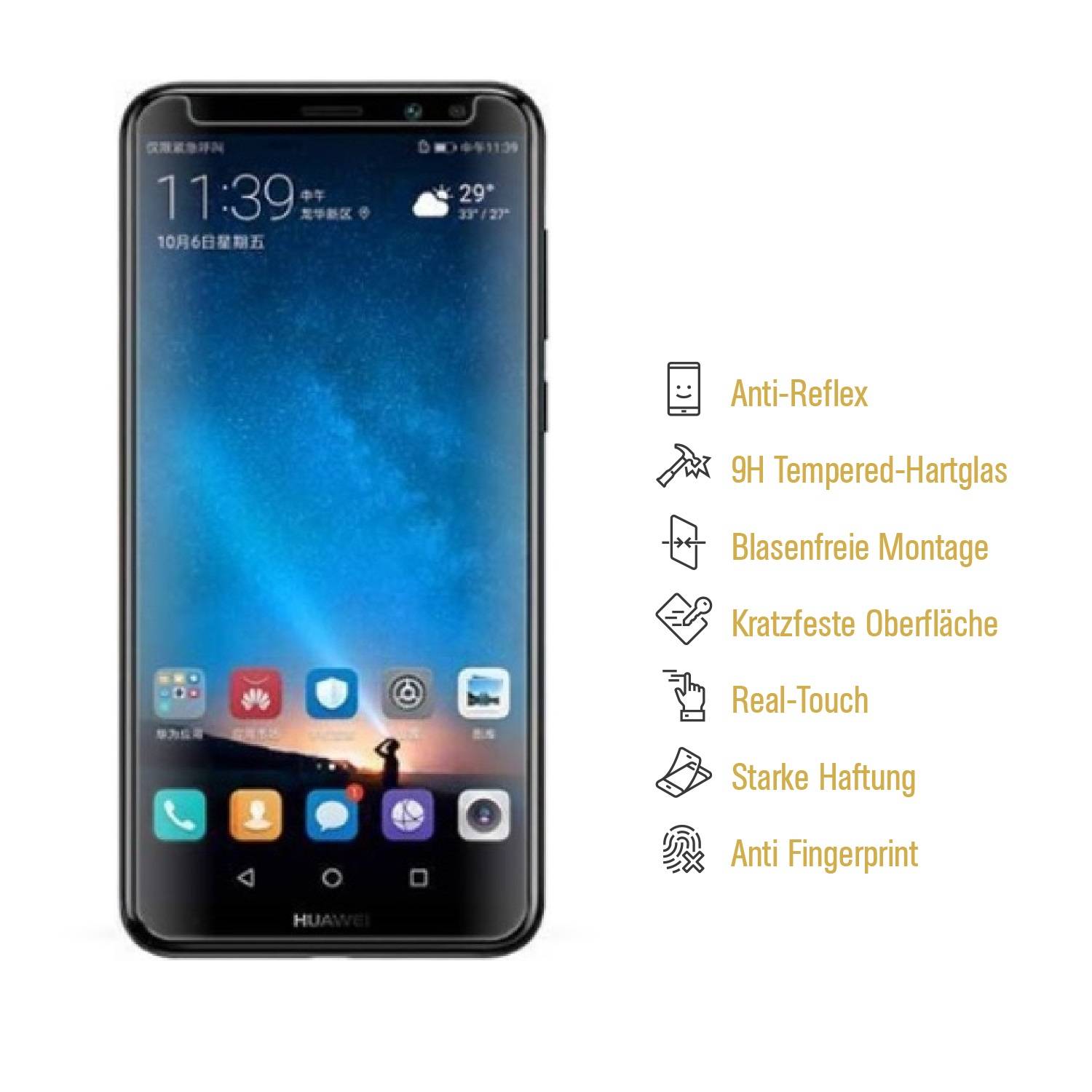 6x 9H Hartglasfolie für Huawei Mate 10 Lite Panzerfolie Displayschutzfolie MATT Panzerglas Schutzfolie