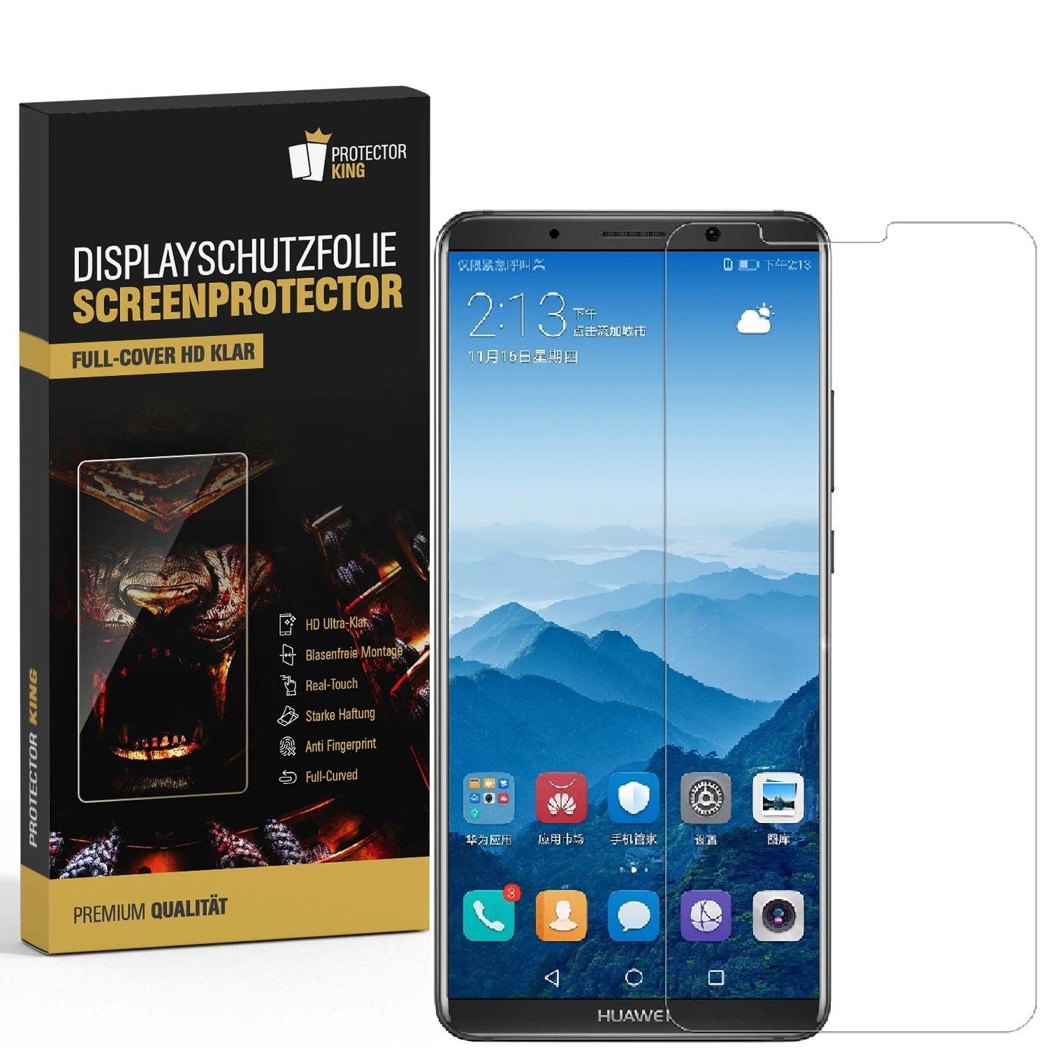 3x Displayschutzfolie für Huawei Mate 10 Pro FULL COVER Displayfolie HD KLAR