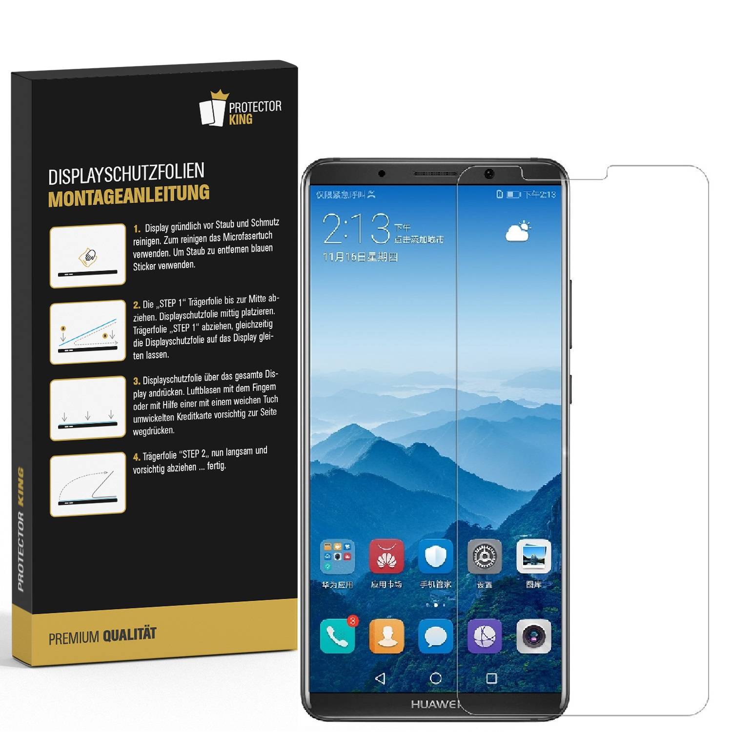 3x Displayschutzfolie für Huawei Mate 10 Pro FULL COVER Displayfolie HD KLAR