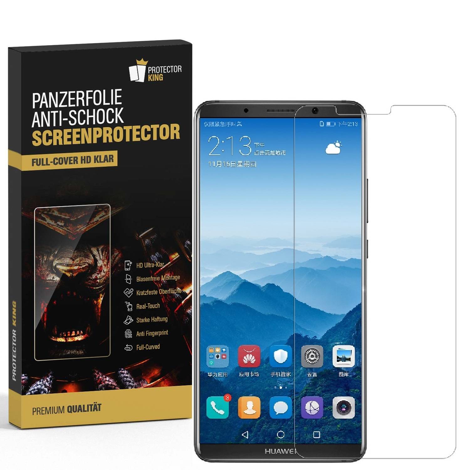1x Panzerfolie für Huawei Mate 10 Pro FULL COVER Displayschutzfolie HD KLAR