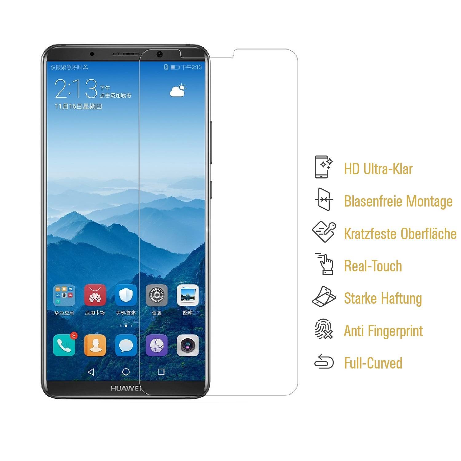 6x Panzerfolie für Huawei Mate 10 Pro FULL COVER Displayschutzfolie HD KLAR