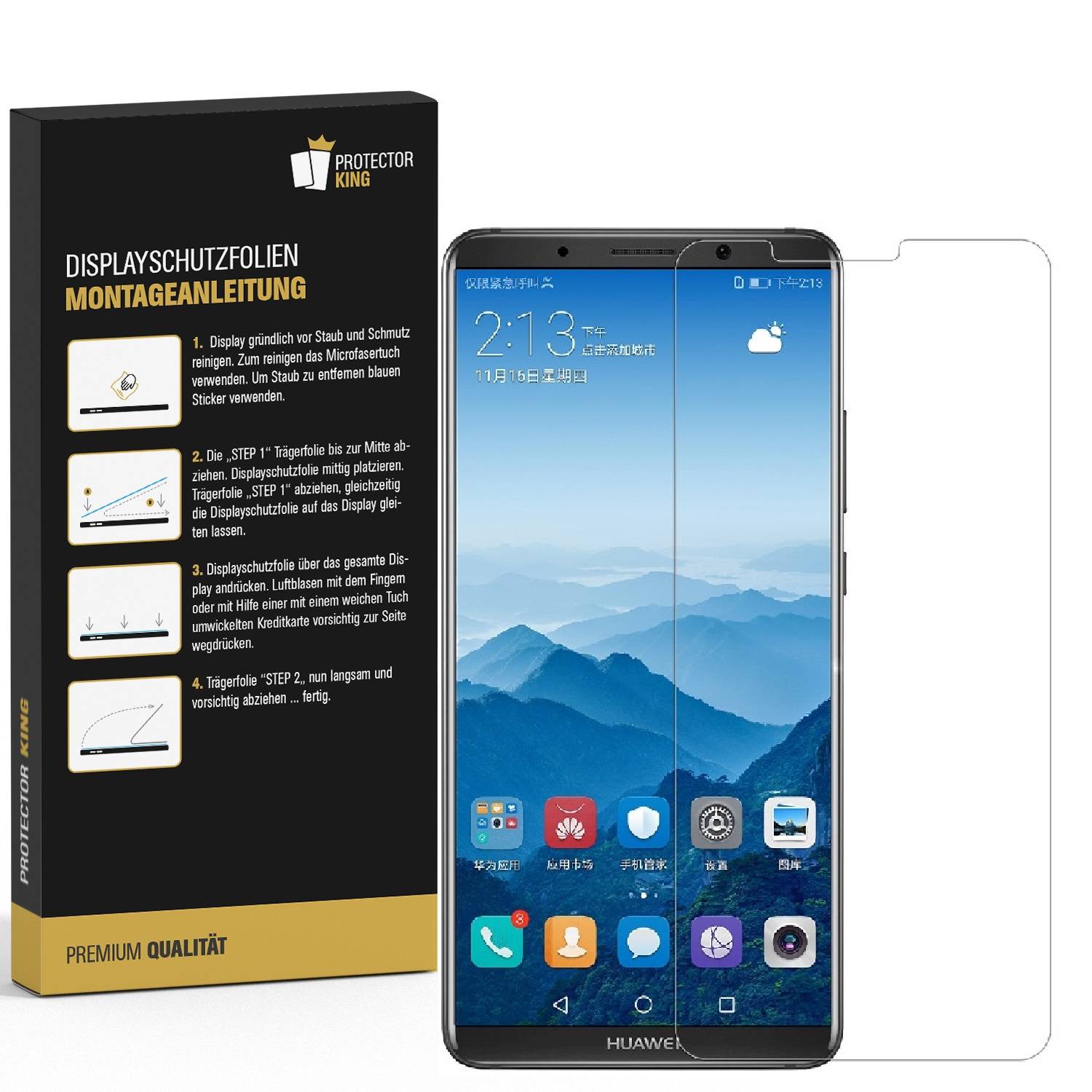 3x Panzerfolie für Huawei Mate 10 Pro FULL COVER Displayschutzfolie HD KLAR