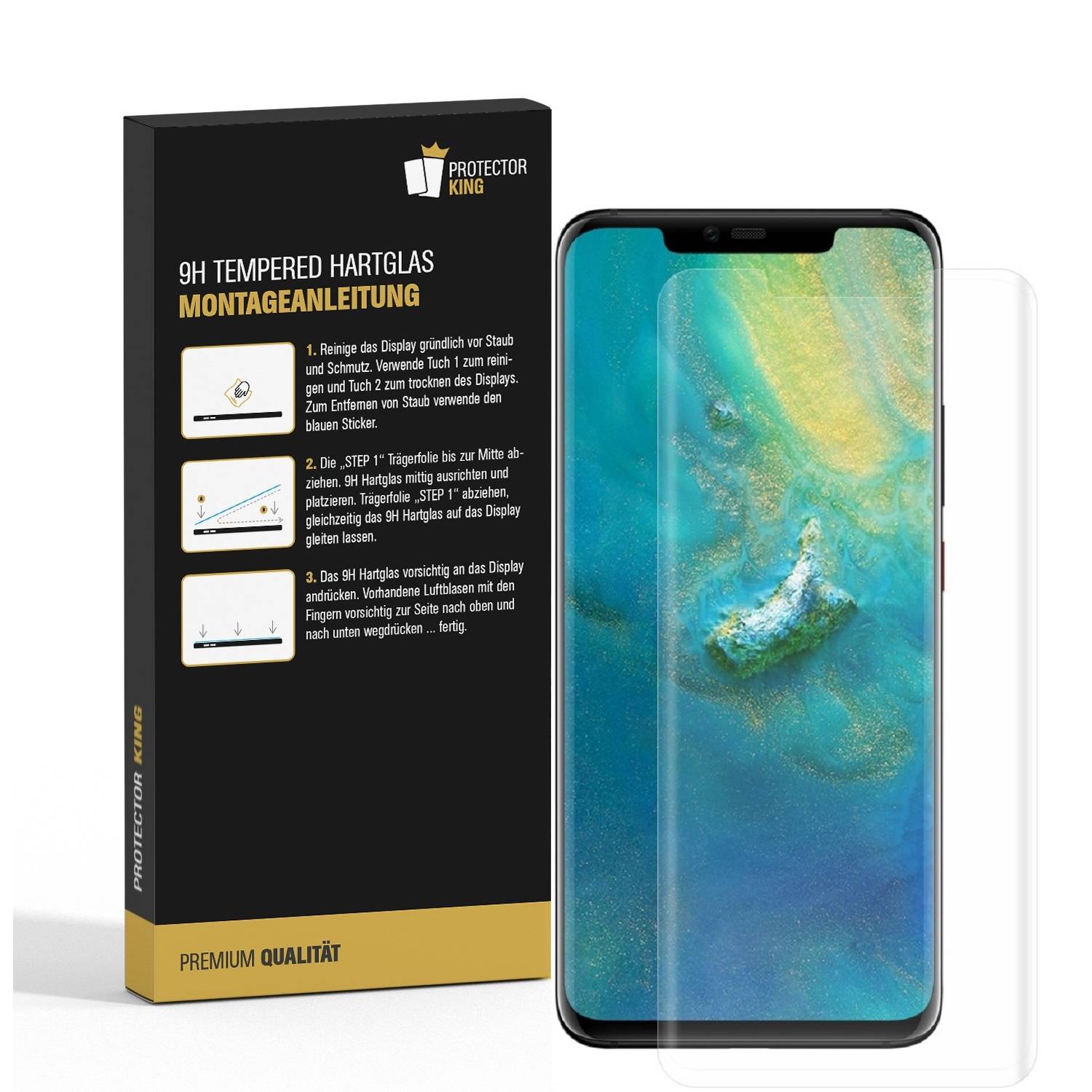4x 9H Panzerglas für Huawei Mate 20 Pro FULL CURVED HD KLAR echtes Tempered Glass Displayschutz Schutzglas Hartglas Schutzfolie Screen-Protector