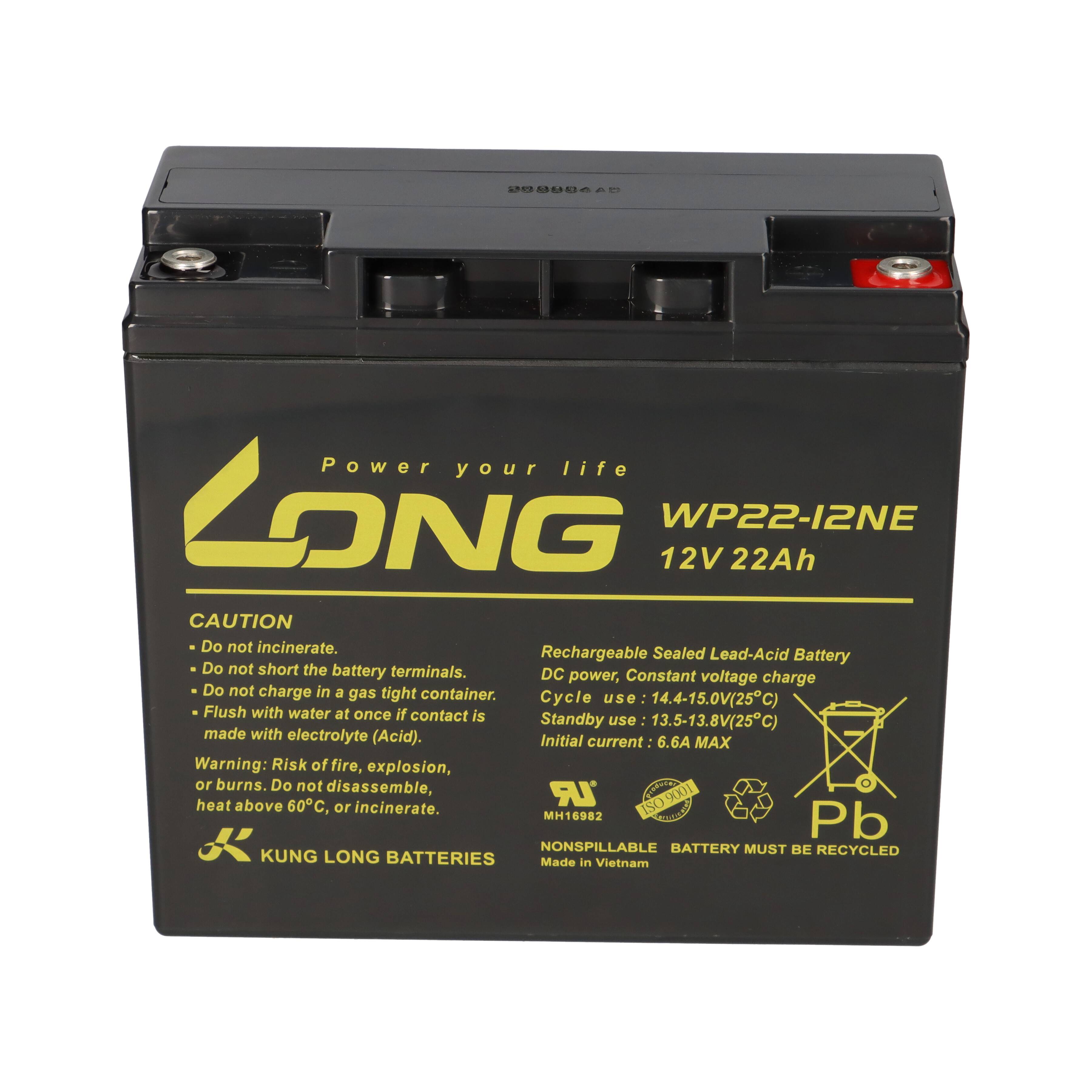 2x Kung Long WP22-12NE AGM-Akkus 12V 22Ah (24V) – für Alber E-Fix / Adventure