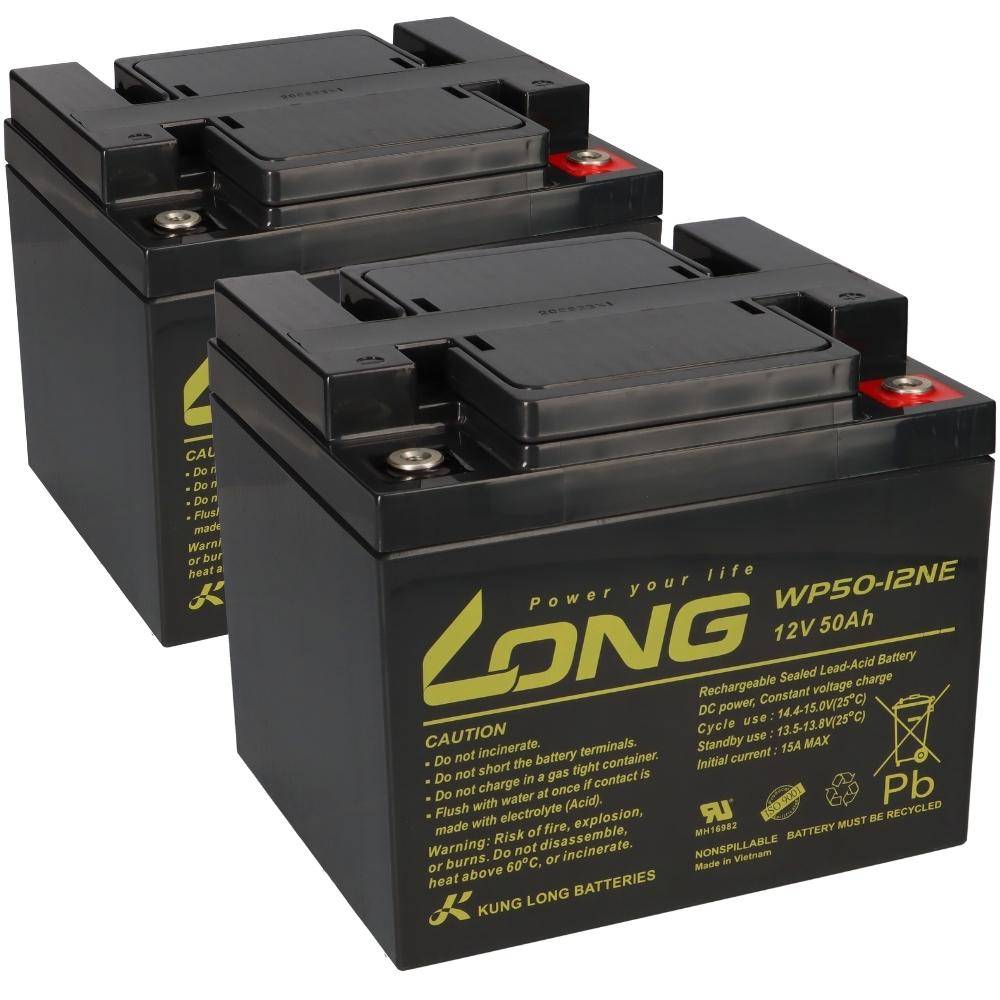 Akku-Satz 24V 50Ah mit 2x Kung Long WP50-12NE für Shoprider Arthus plus