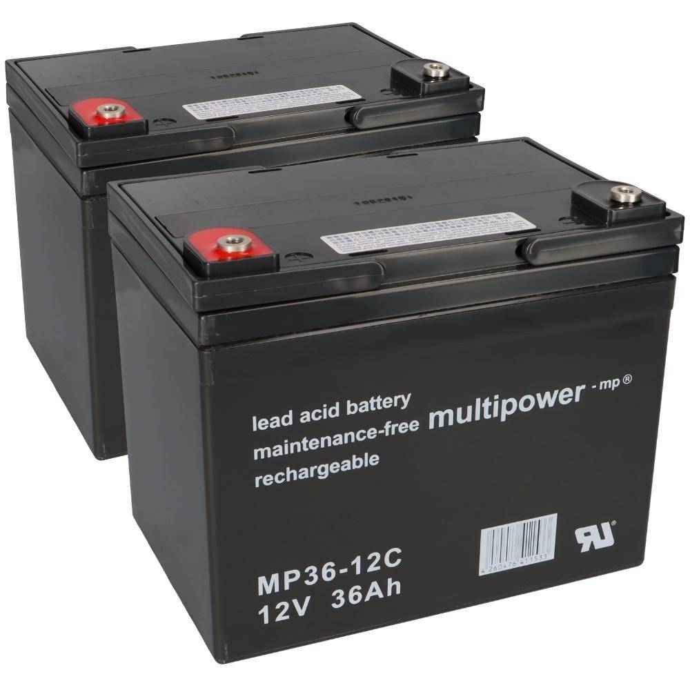 Ersatzakku für E-Scooter Rapid 2 2x Multipower 12V - 36Ah Zyklenfest AGM VRLA