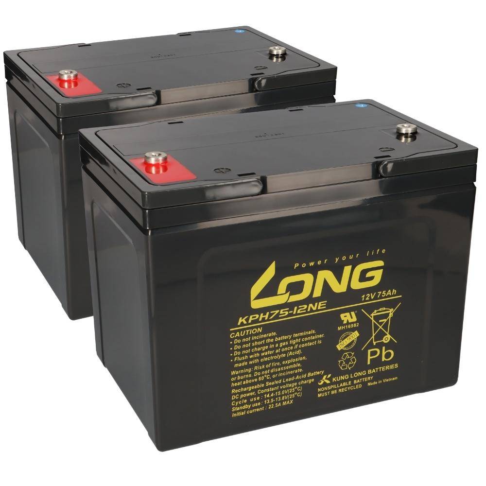 24V 75Ah Akku-Satz passend für Comet Alpha und Comet Meteor – 2x Kung Long KPH75-12NE M6 AGM