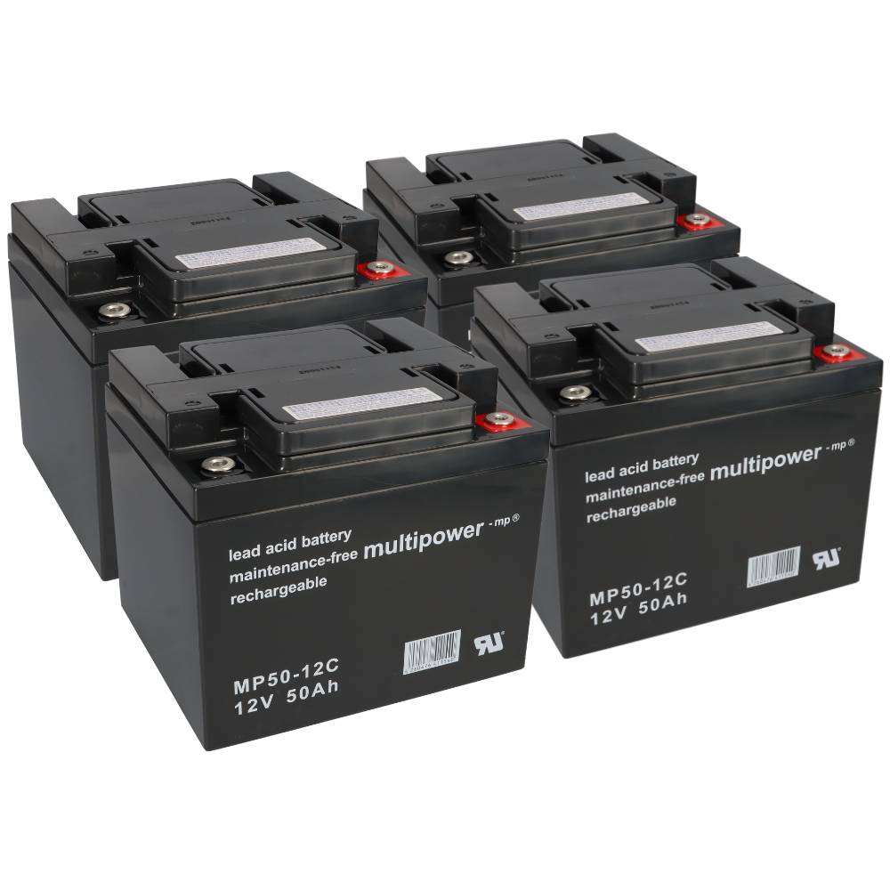 Akku Batterie Roller Elektromobil E-Scooter E Rex 1500 4x 12V 50Ah 48V AGM Blei Bleigel wie 55Ah 60Ah 66Ah kompatibel MP