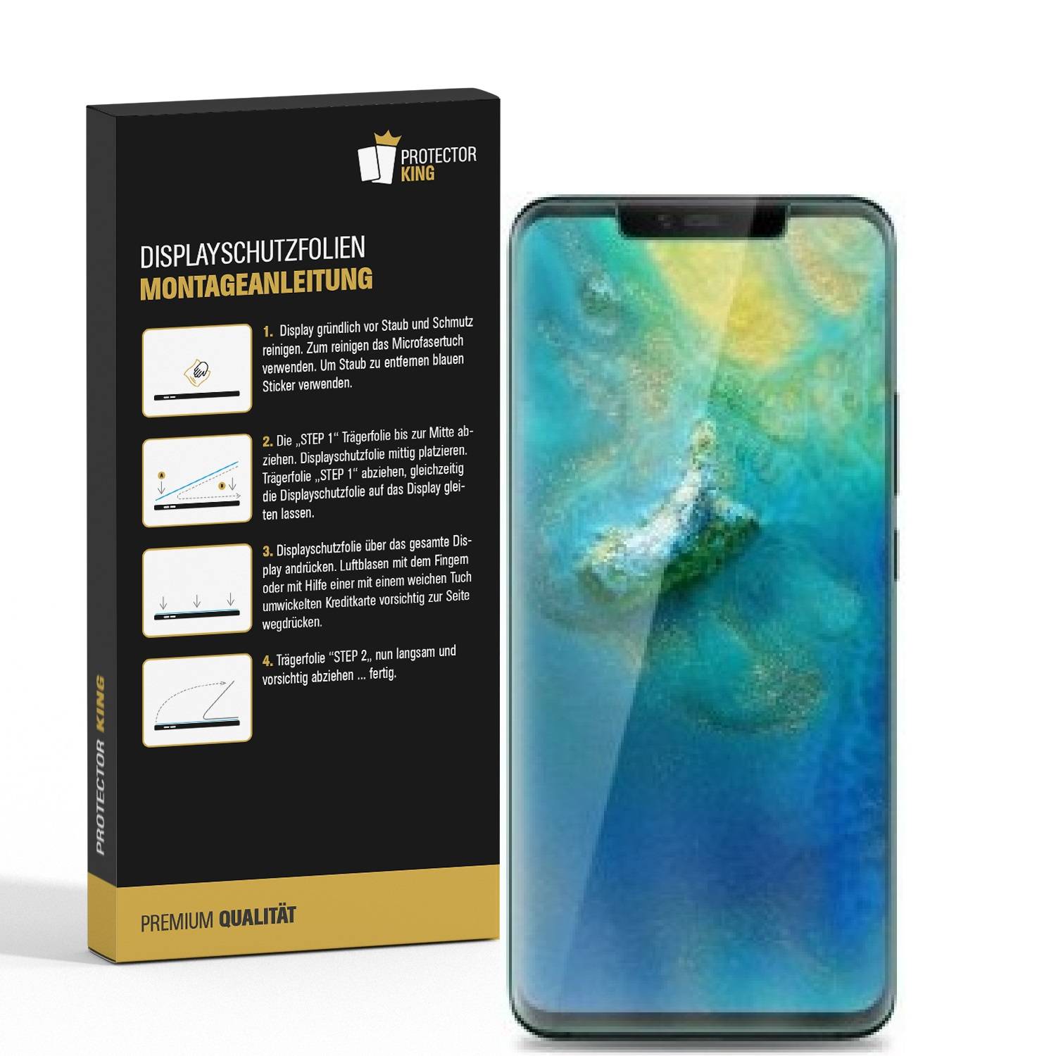 2x Panzerfolie für Huawei Mate 20 Pro FULL COVER Displayfolie Schutzfolie HD KLAR