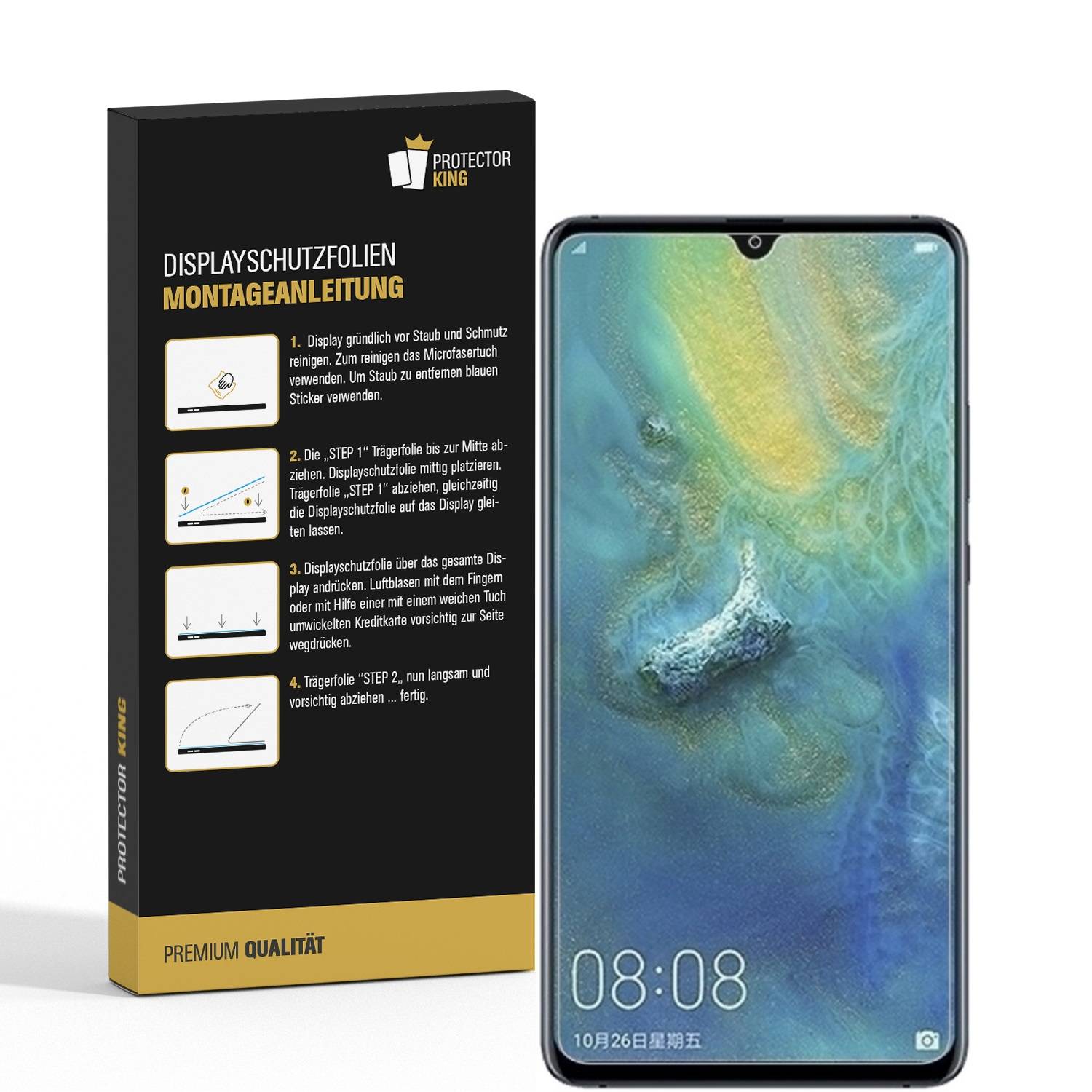 3x Panzerfolie für Huawei Mate 20 ANTI-SCHOCK Display Displayschutzfolie HD KLAR