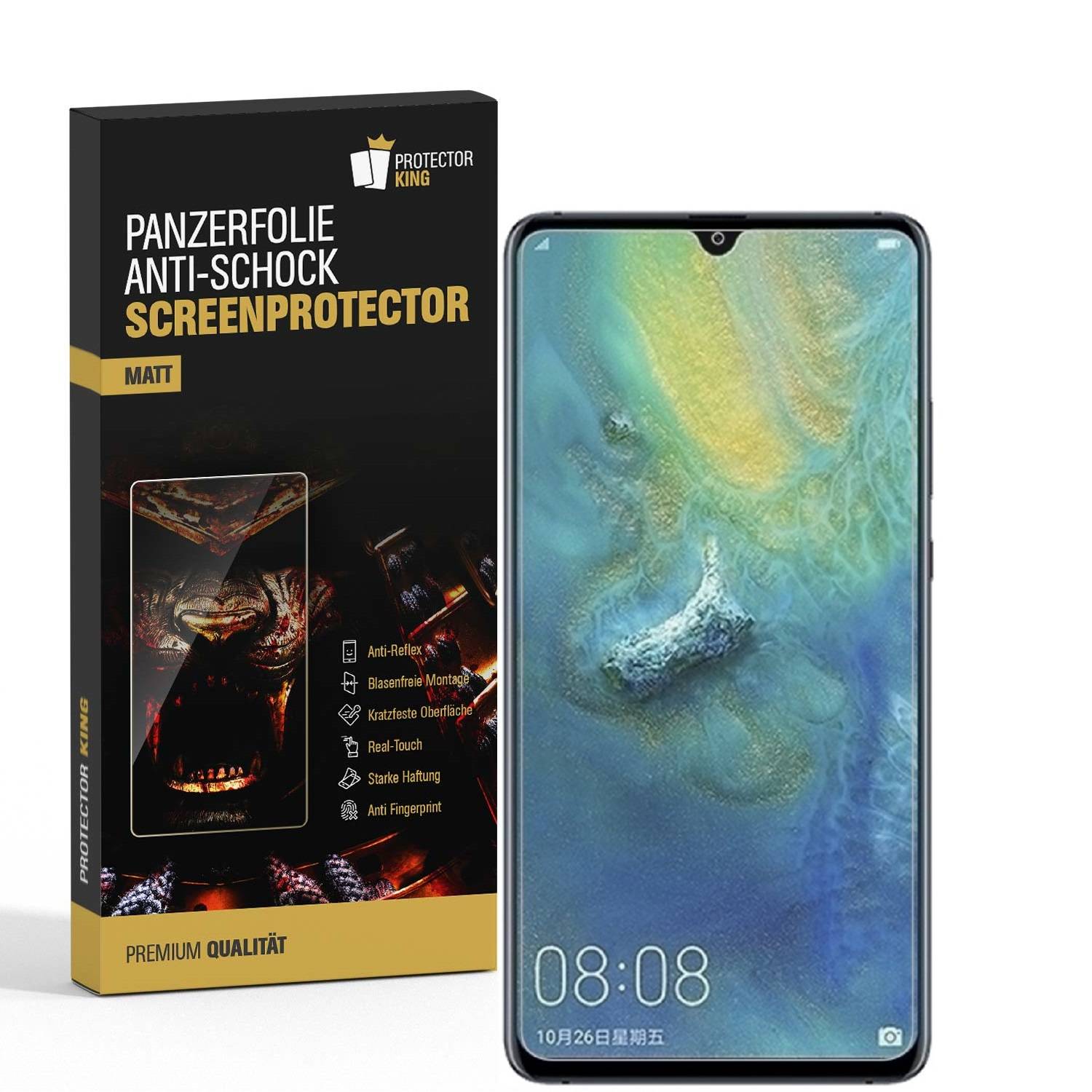 3x Panzerfolie für Huawei Mate 20 ANTI-SCHOCK Display Displayschutzfolie MATT