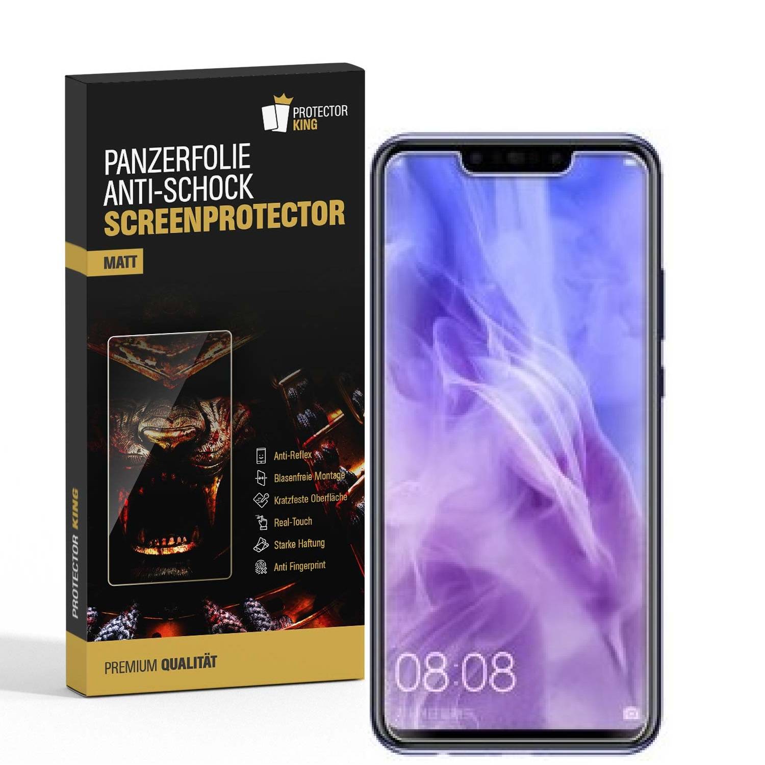 2x Panzerfolie für Huawei Nova 3 ANTI-SCHOCK Displayfolie Displayschutzfolie MATT