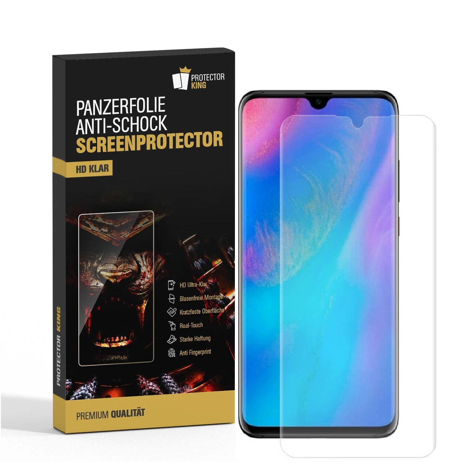 2x Panzerfolie für Huawei P30 ANTI-SHOCK Displayschutz Schutzfolie HD-KLAR PET Kunststoff Displayfolie Folie