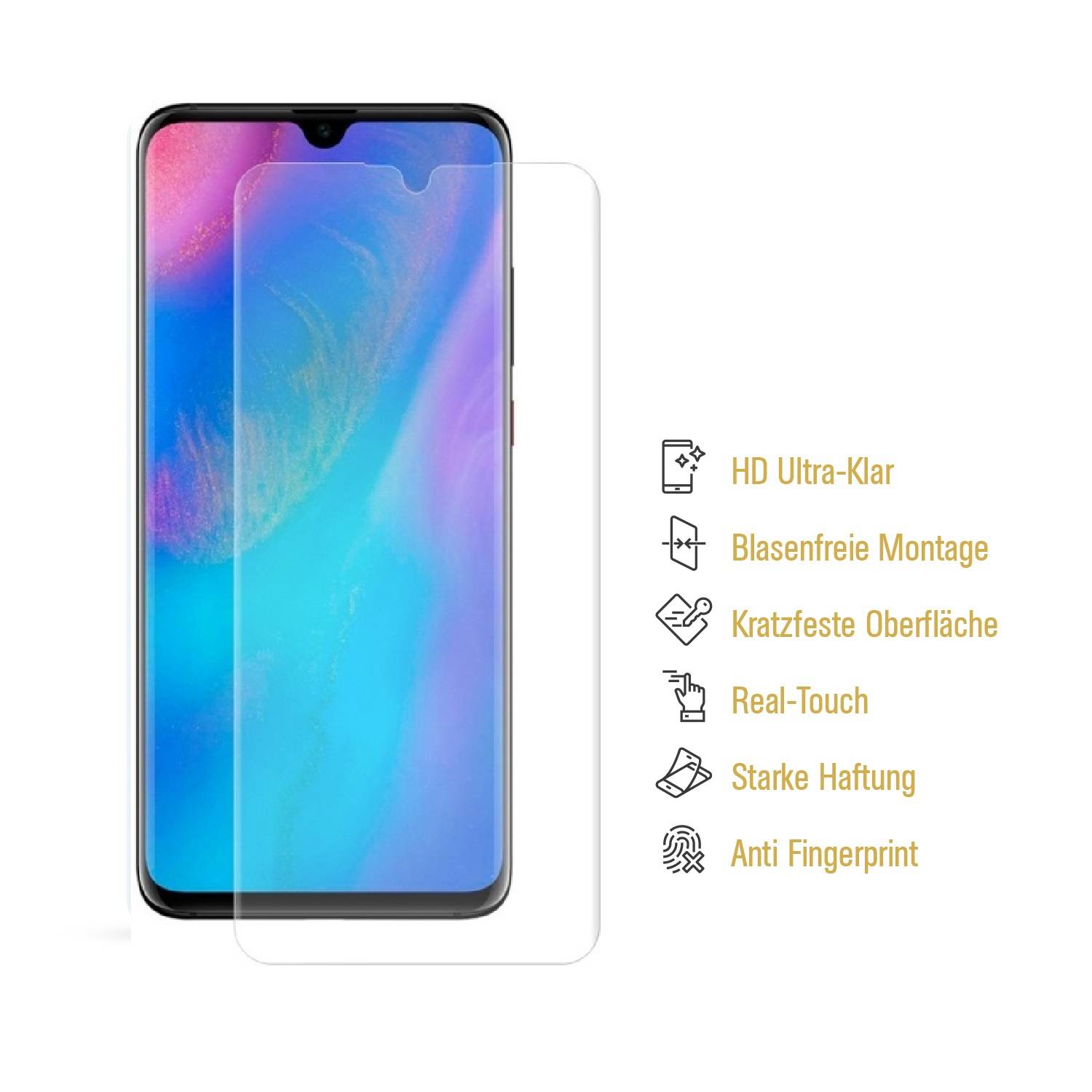 4x Panzerfolie für Huawei P30 ANTI-SHOCK Displayschutz Schutzfolie HD-KLAR PET Kunststoff Displayfolie Folie