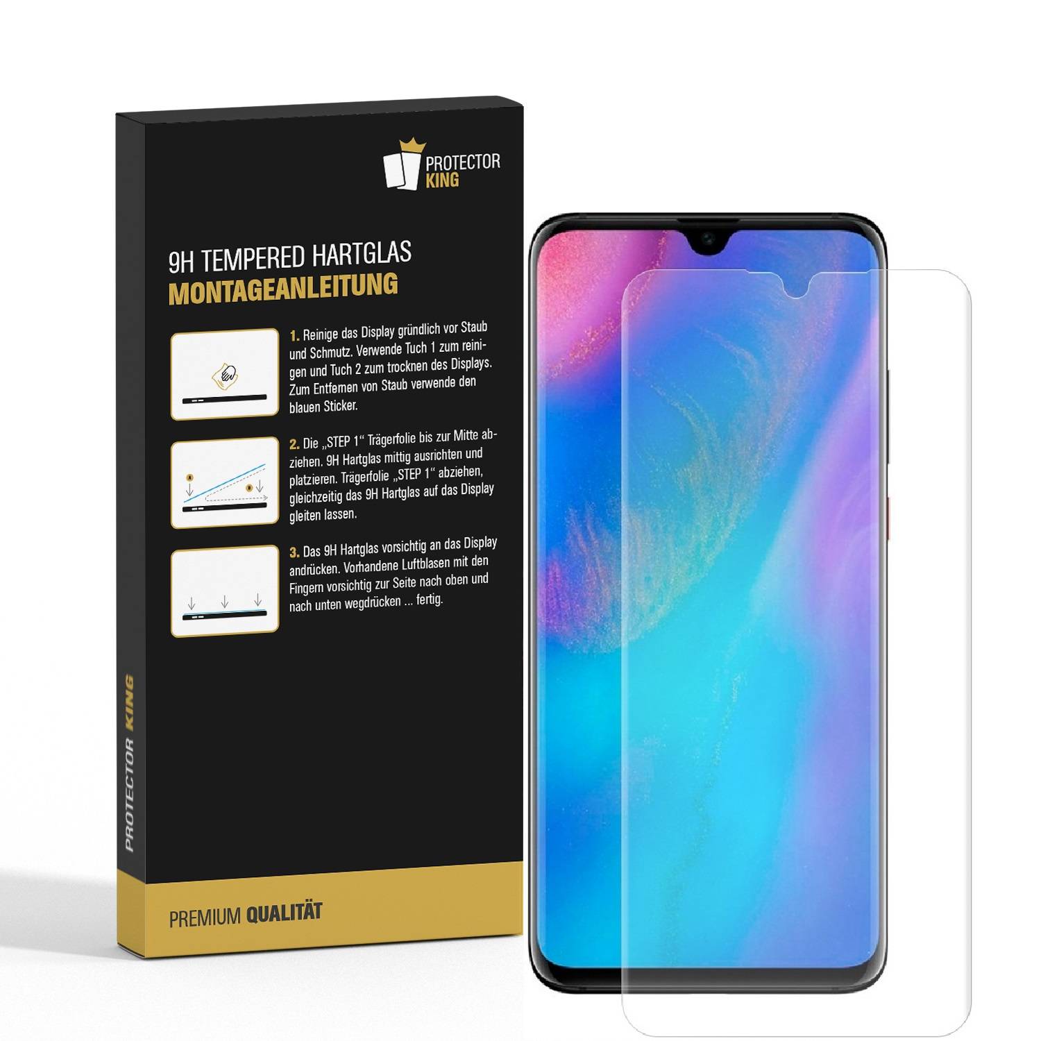 1x 9H Panzerglas für Huawei P30 Displayschutz Schutzglas Hartglas Schutzfolie Panzerfolie KLAR Tempered echtes Displayglas Glasfolie Displayfolie