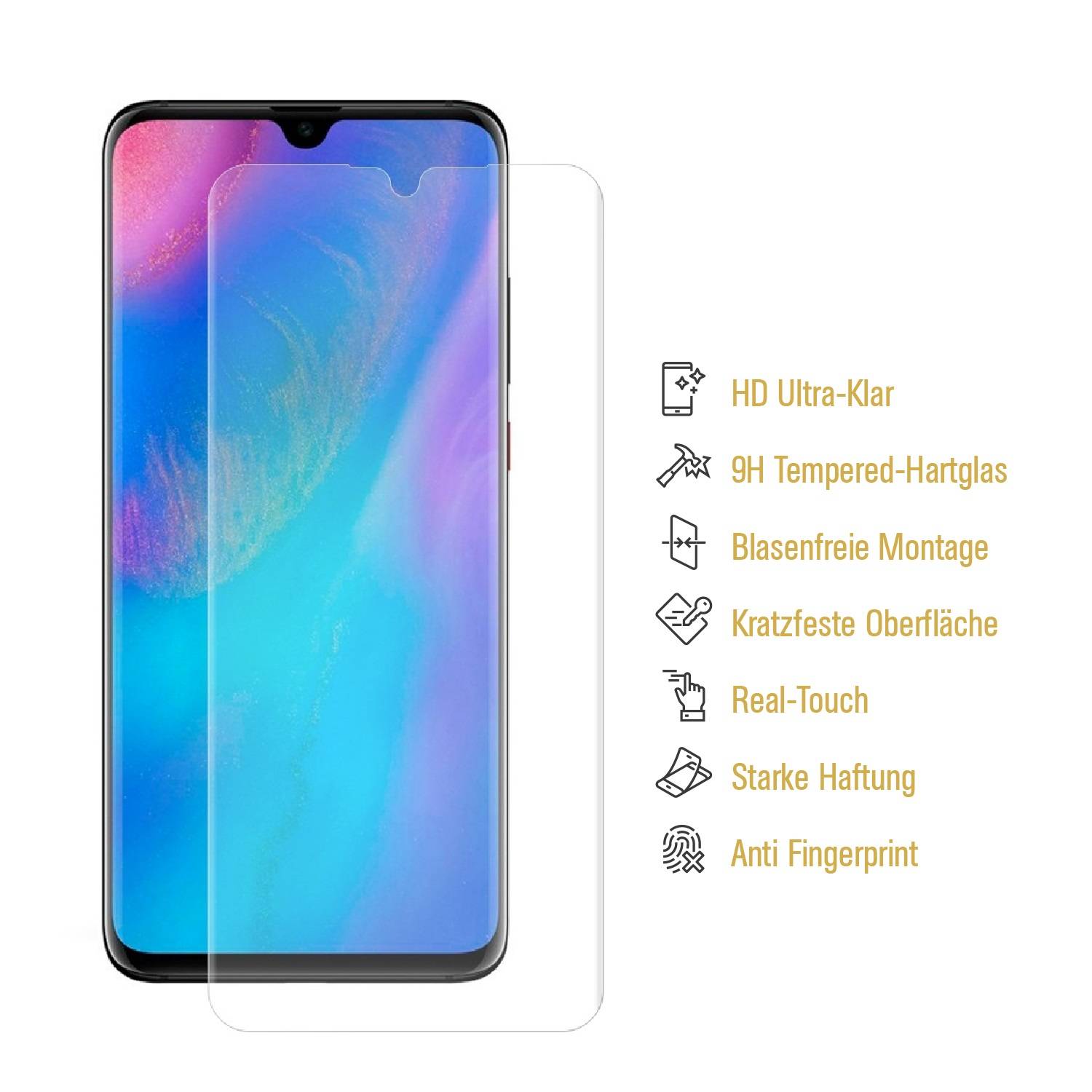 4x 9H Panzerglas für Huawei P30 Displayschutz Schutzglas Hartglas Schutzfolie Panzerfolie KLAR Tempered echtes Displayglas Glasfolie Displayfolie