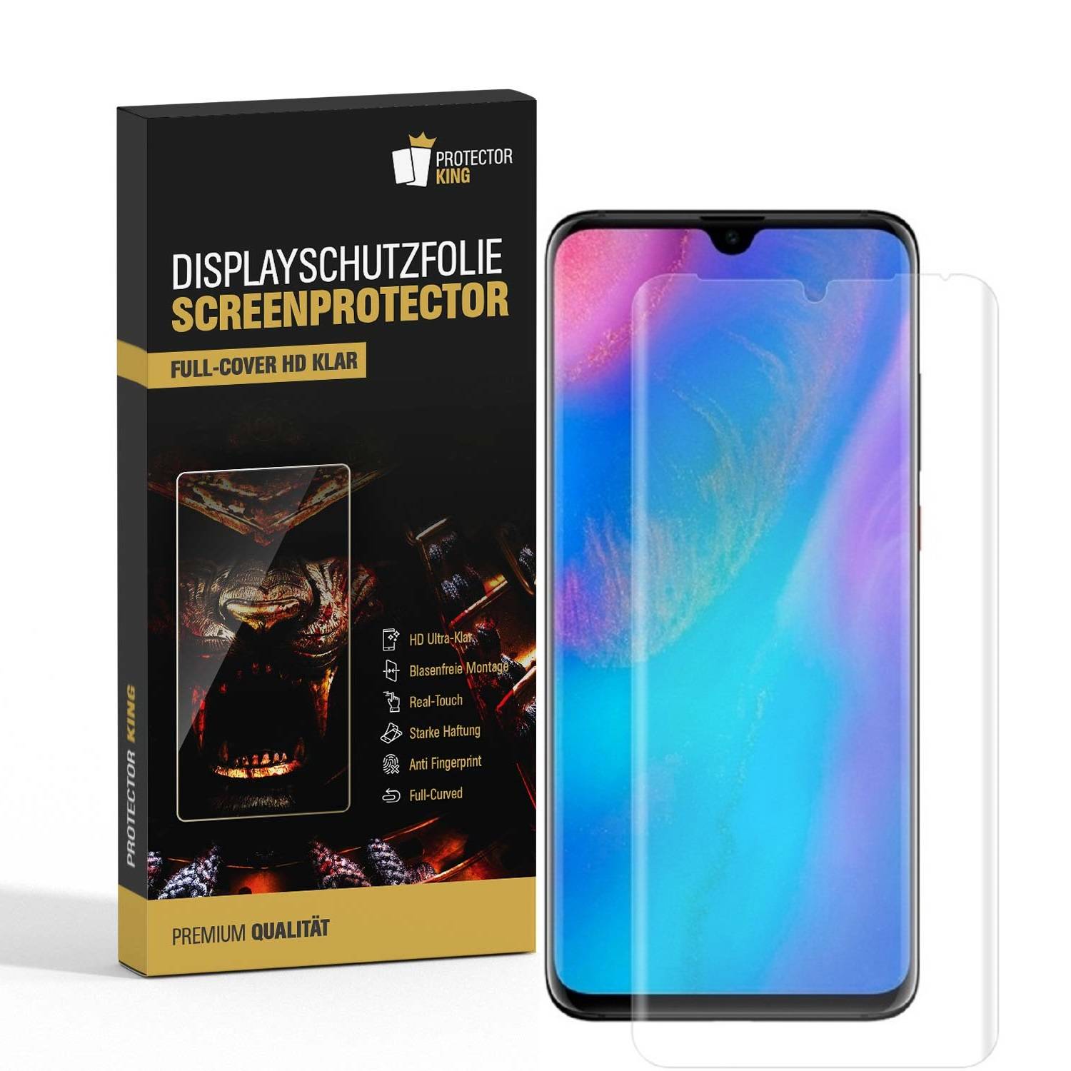 3x Displayfolie für Huawei P30 Pro FULL COVER CURVED Displayschutzfolie HD KLAR