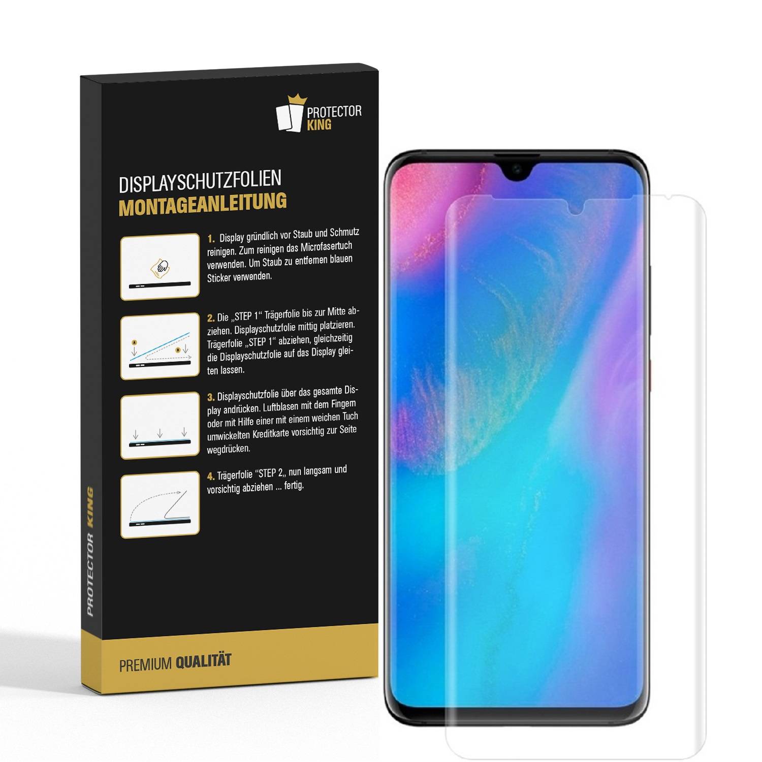 4x Displayfolie für Huawei P30 Pro FULL COVER CURVED Displayschutzfolie HD KLAR