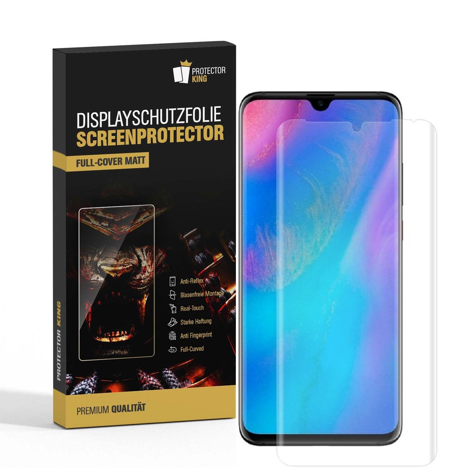 2x Displayfolie für Huawei P30 Pro FULL COVER CURVED Displayschutzfolie MATT