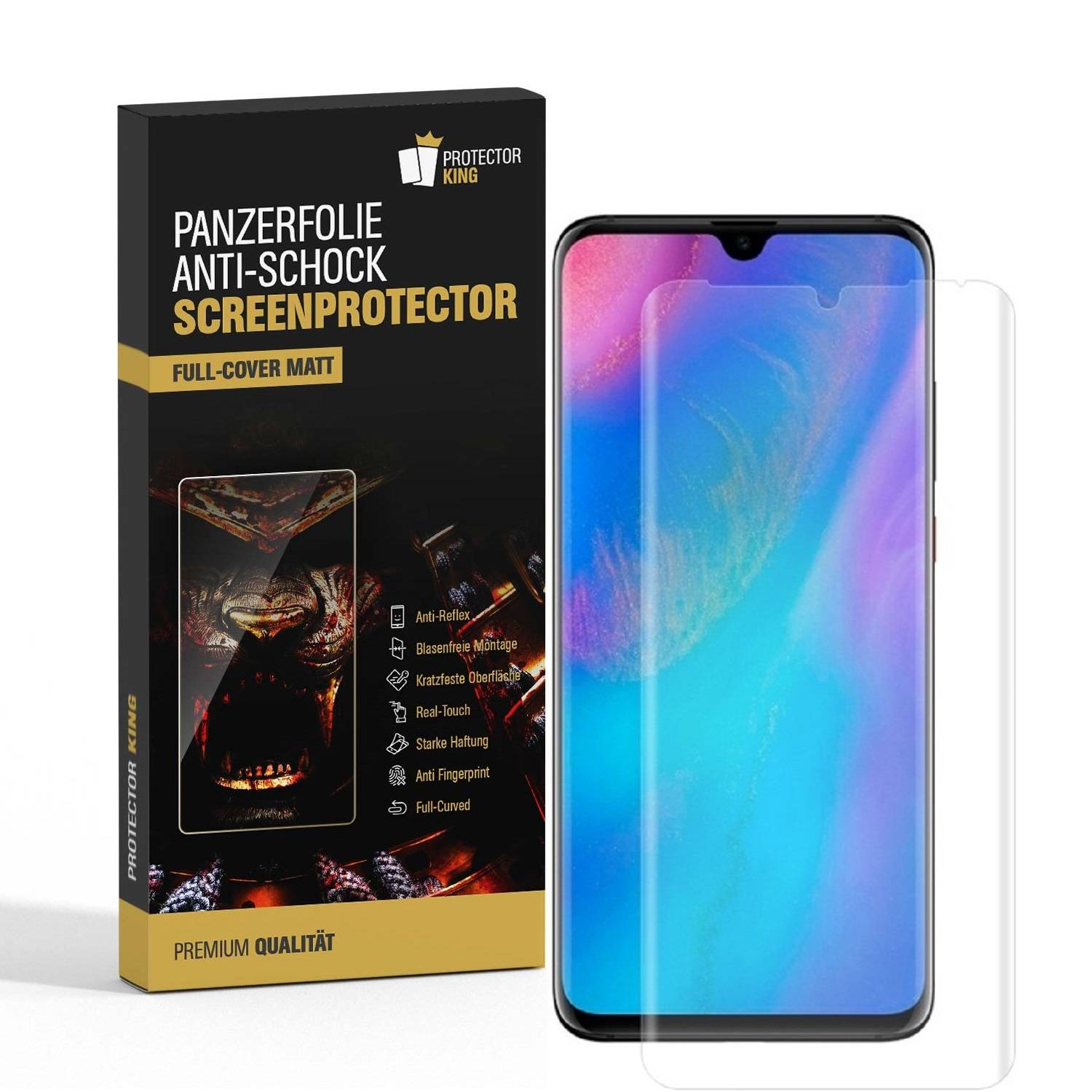 2x Panzerfolie für Huawei P30 Pro FULL-COVER ANTI-SCHOCK Displayschutzfolie MATT