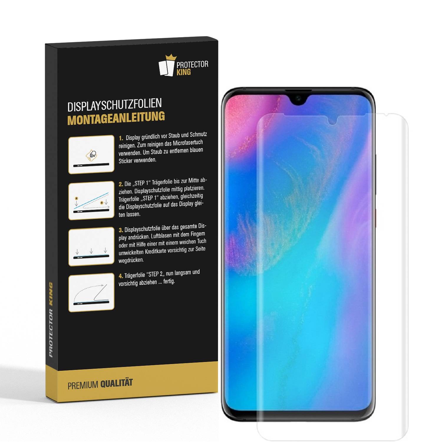 4x Panzerfolie für Huawei P30 Pro FULL-COVER ANTI-SCHOCK Displayschutzfolie MATT
