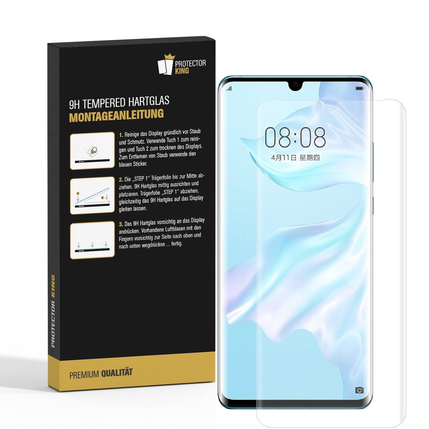 4x 9H Panzerglas für Huawei P30 Pro FULL CURVED Displayschutz Schutzglas Schutzfolie Panzerfolie HD KLAR
