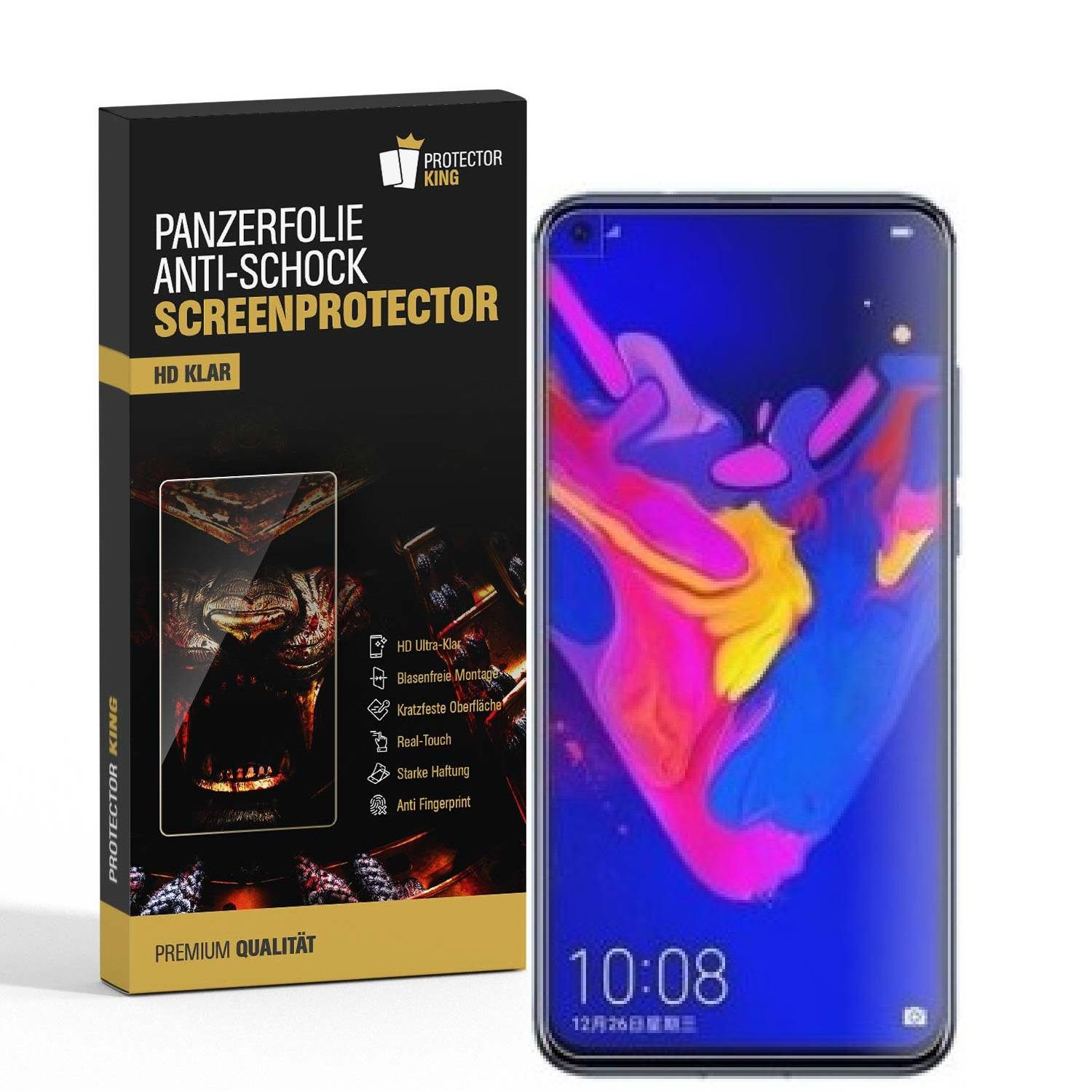 2x Panzerfolie für Huawei Nova 4 ANTI-SCHOCK Displayschutzfolie HD ULTRA KLAR