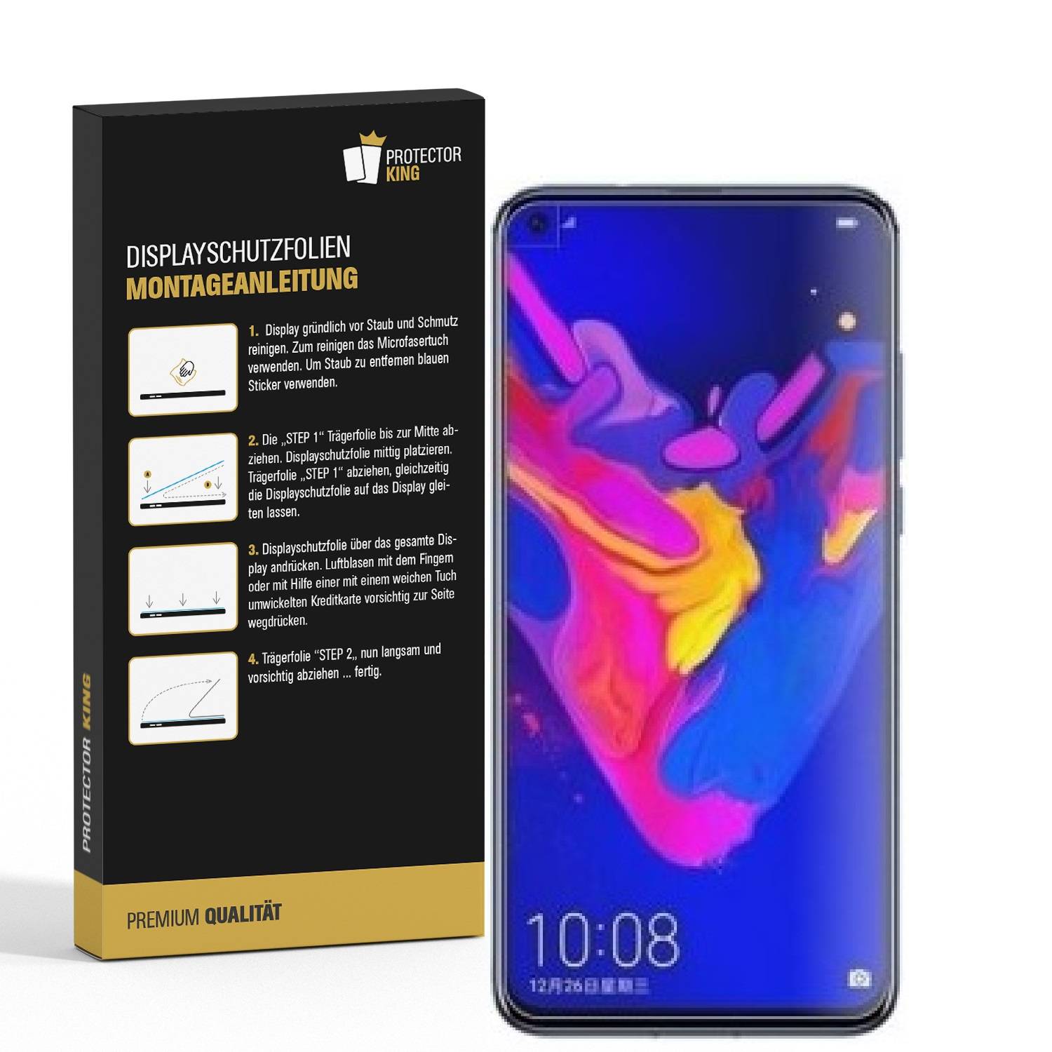 2x Panzerfolie für Huawei Nova 4 ANTI-SCHOCK Displayschutzfolie HD ULTRA KLAR